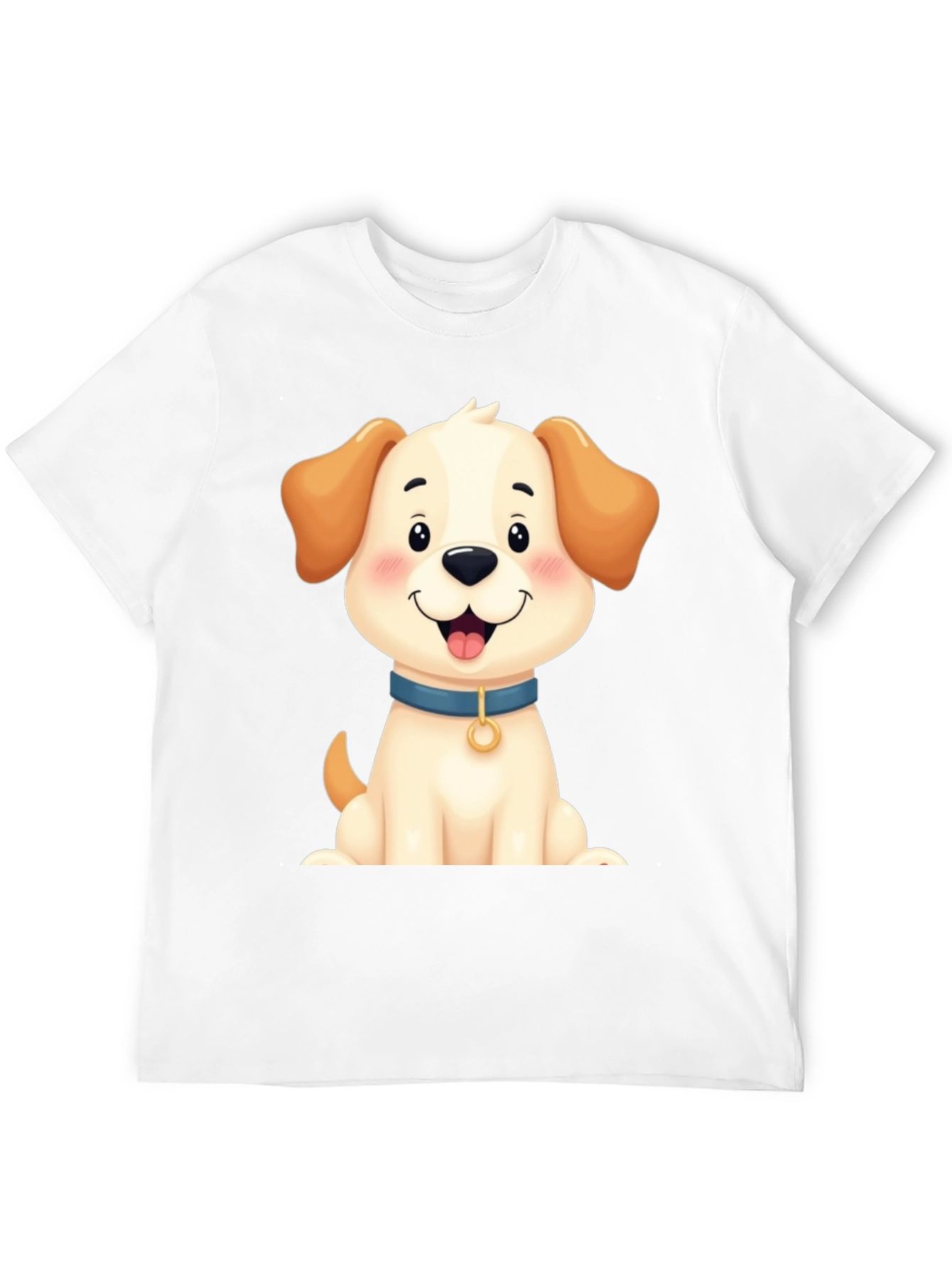 Cute Dog Graphic Tee - Black Cotton Blend