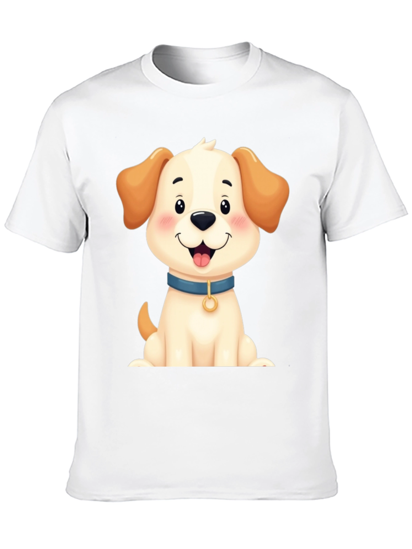 Cute Dog Graphic Tee - Black Cotton Blend