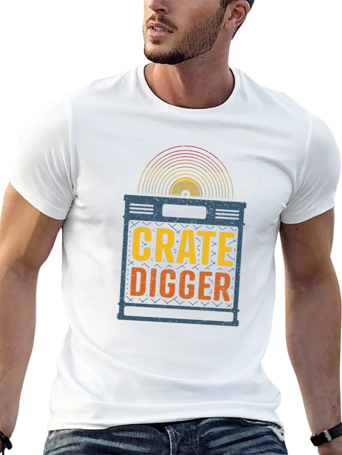 Crate Digger Vinyl Record Graphic T-Shirt