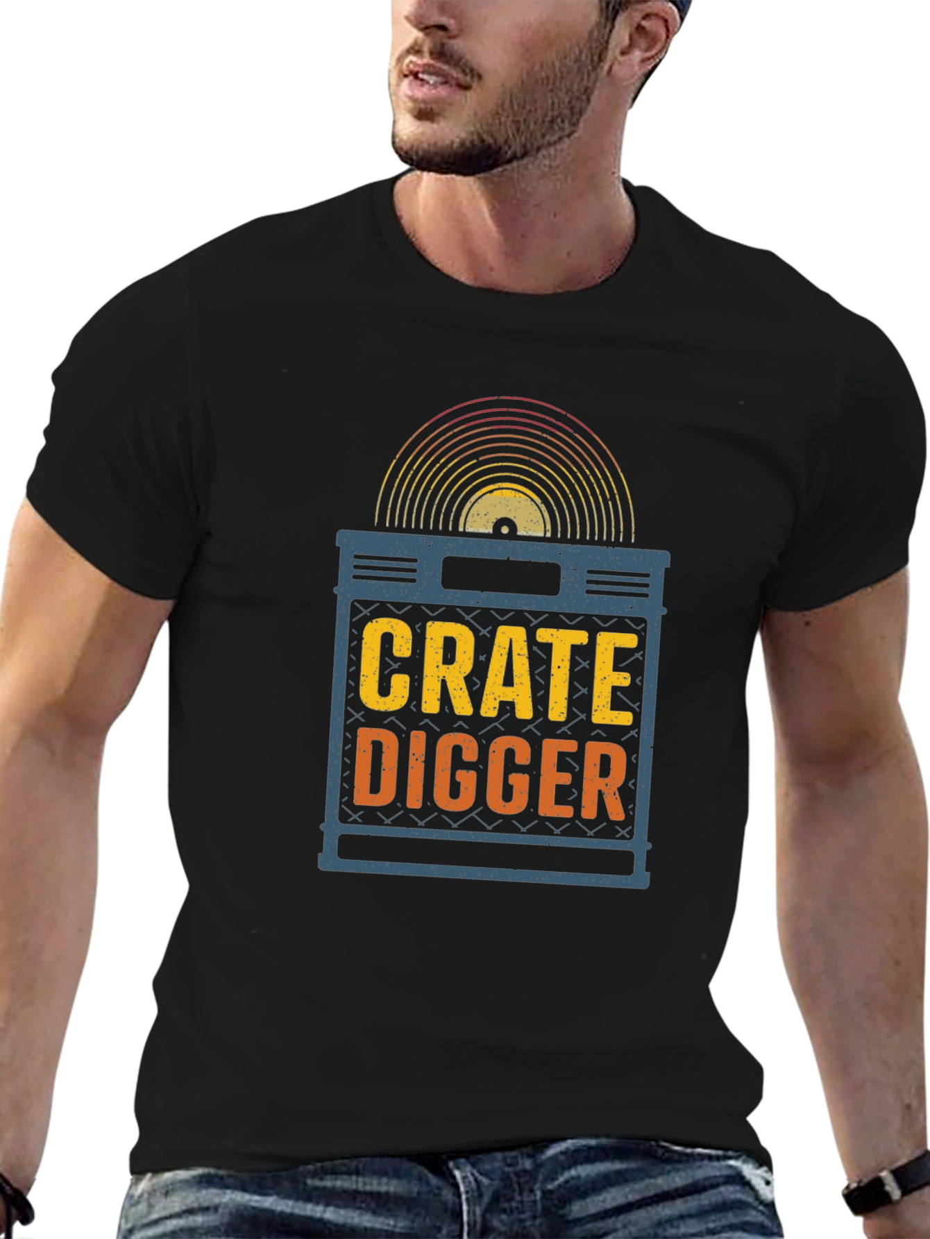 Crate Digger Vinyl Record Graphic T-Shirt