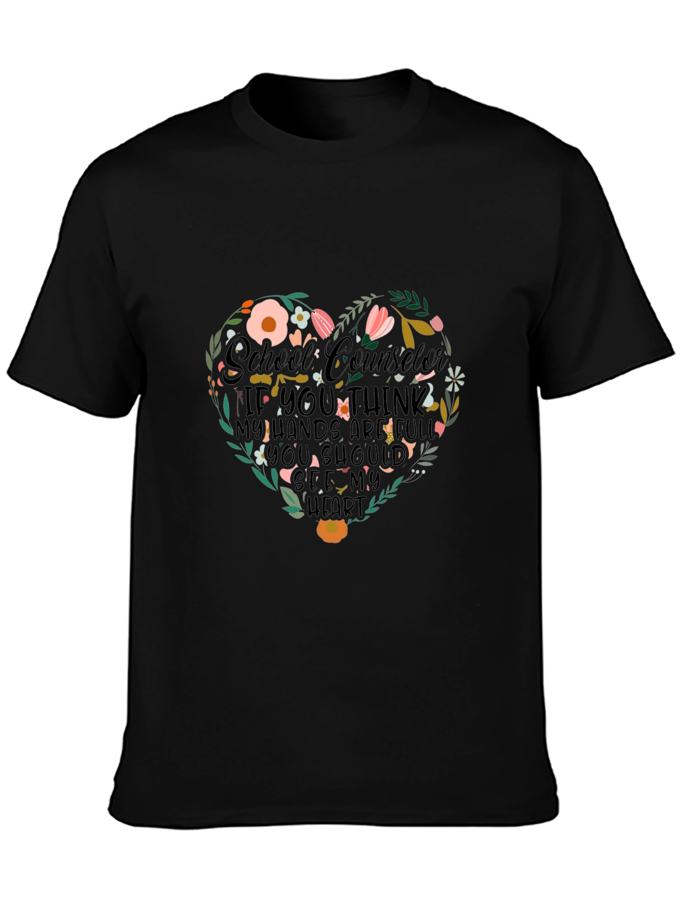Floral Heart School Counselor T-Shirt