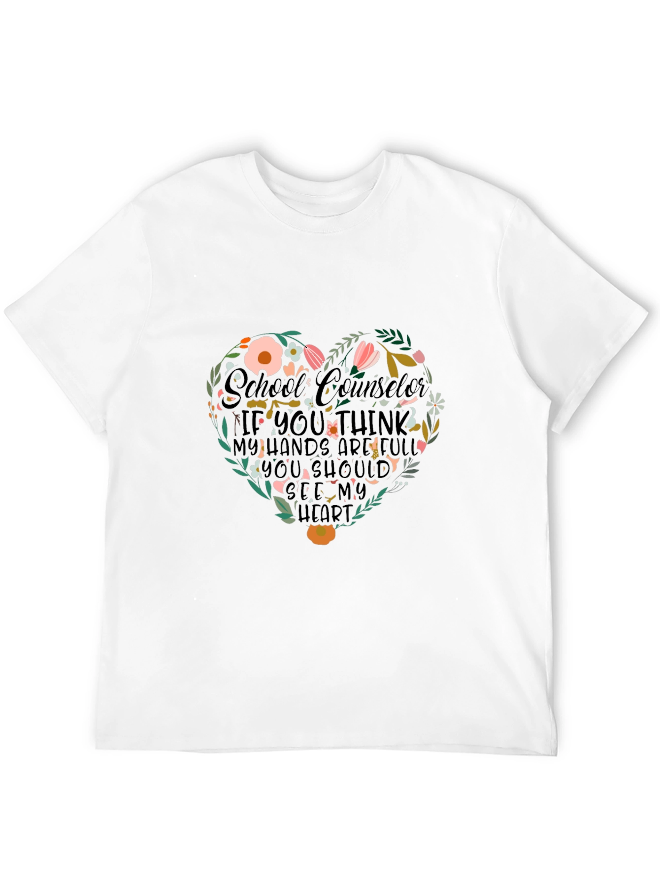 Floral Heart School Counselor T-Shirt