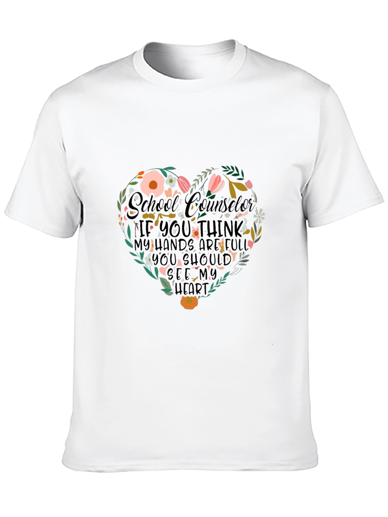 Floral Heart School Counselor T-Shirt