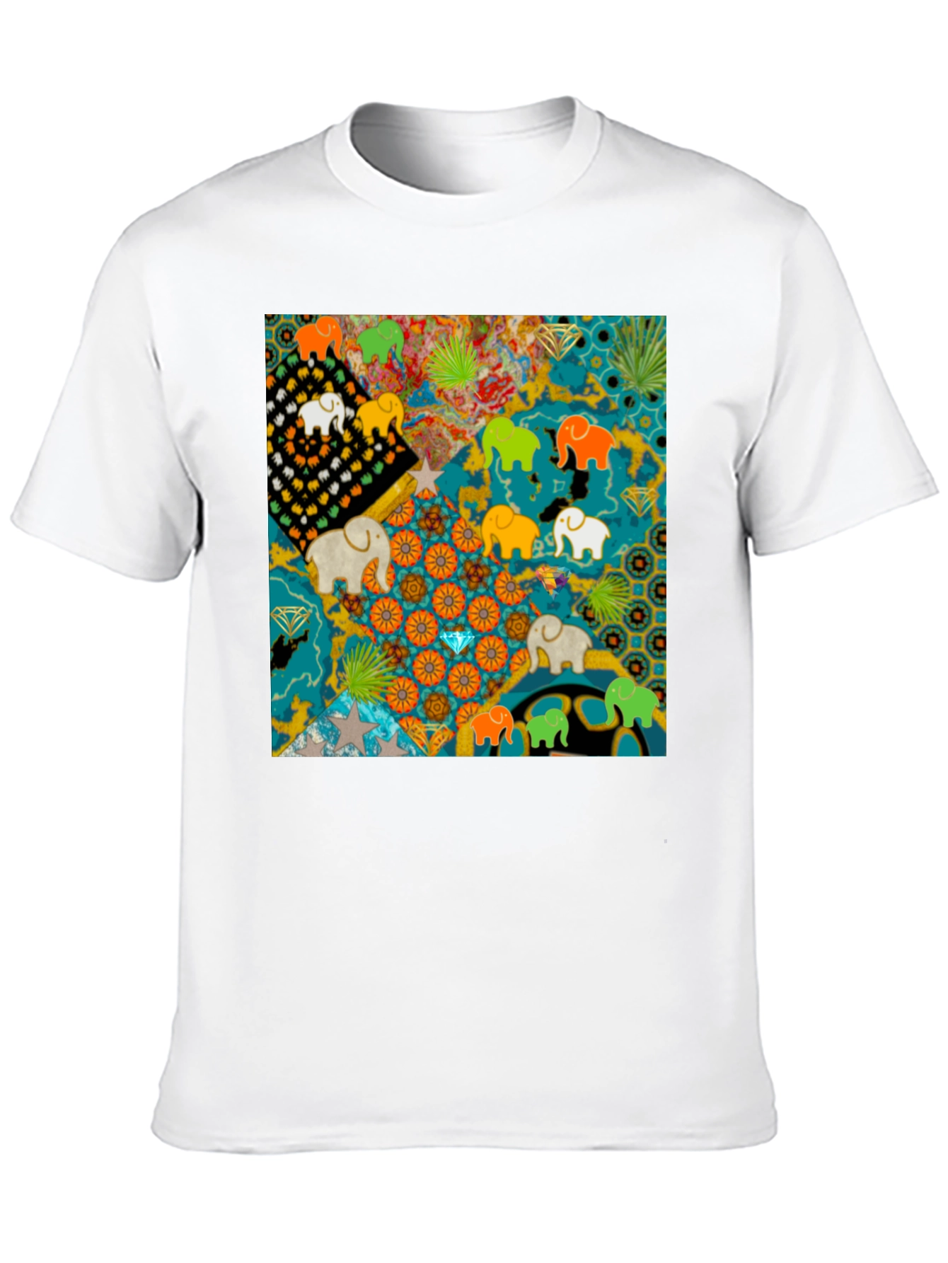 Elephant Art Print Black Tee