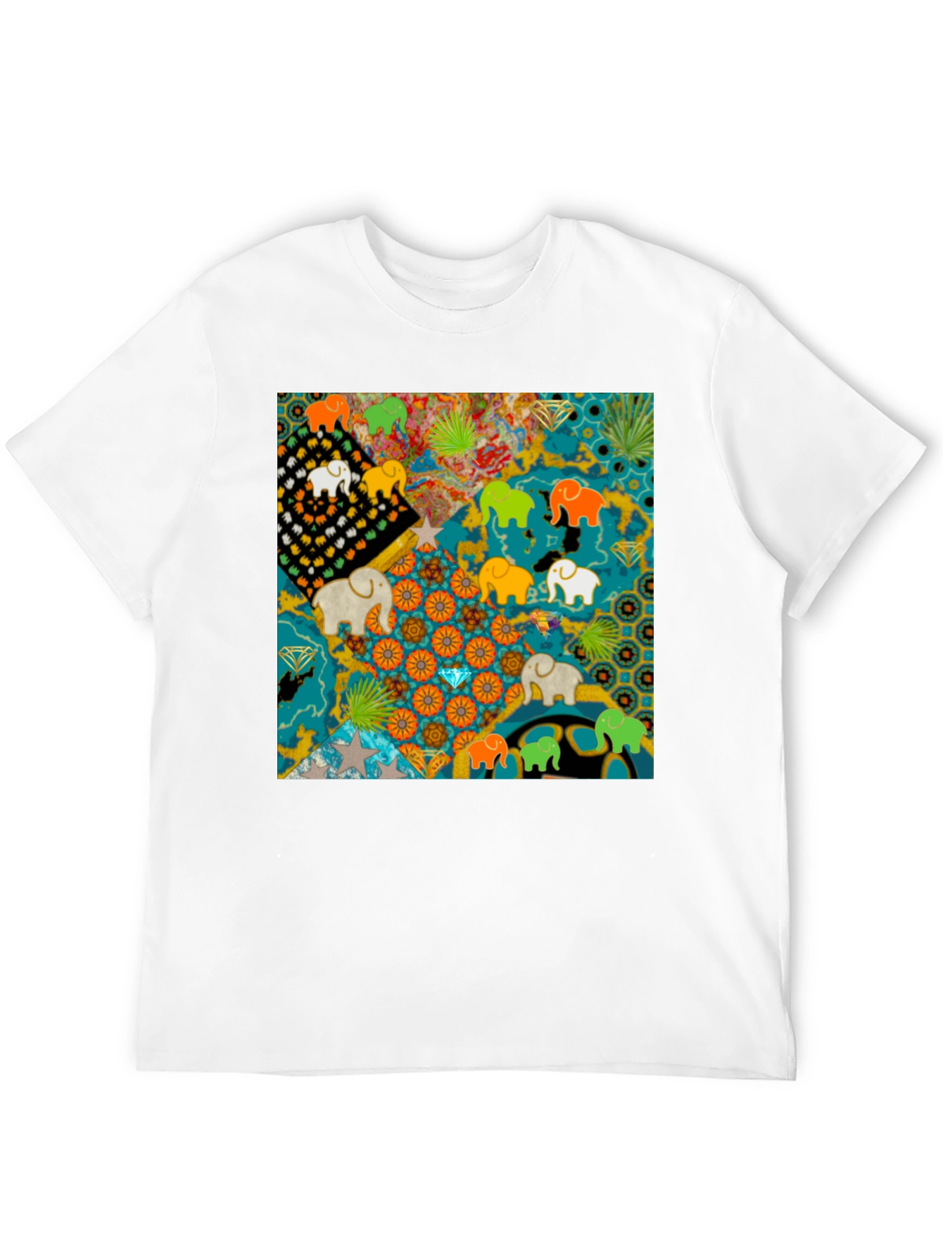 Elephant Art Print Black Tee