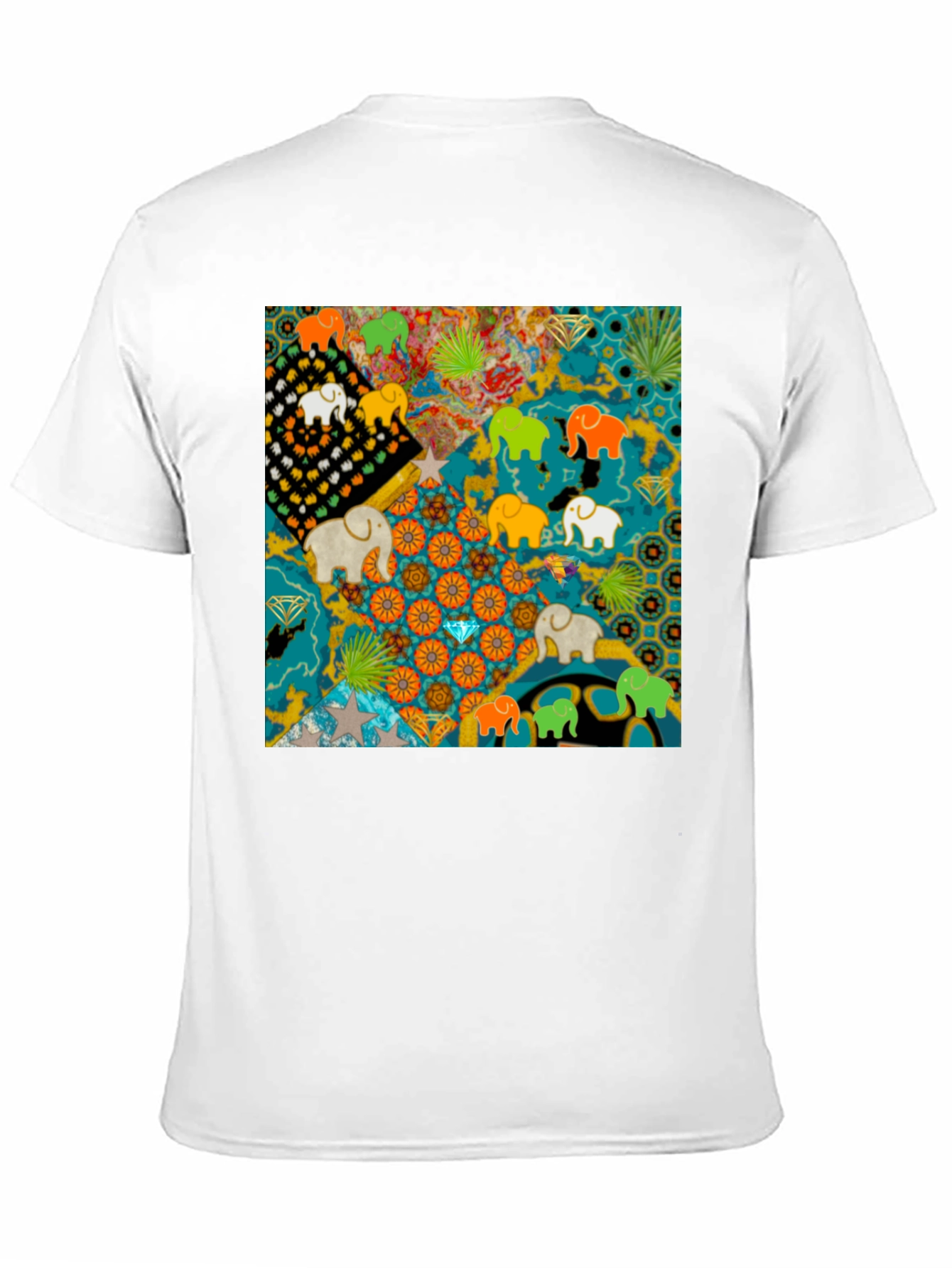 Elephant Art Print Black Tee