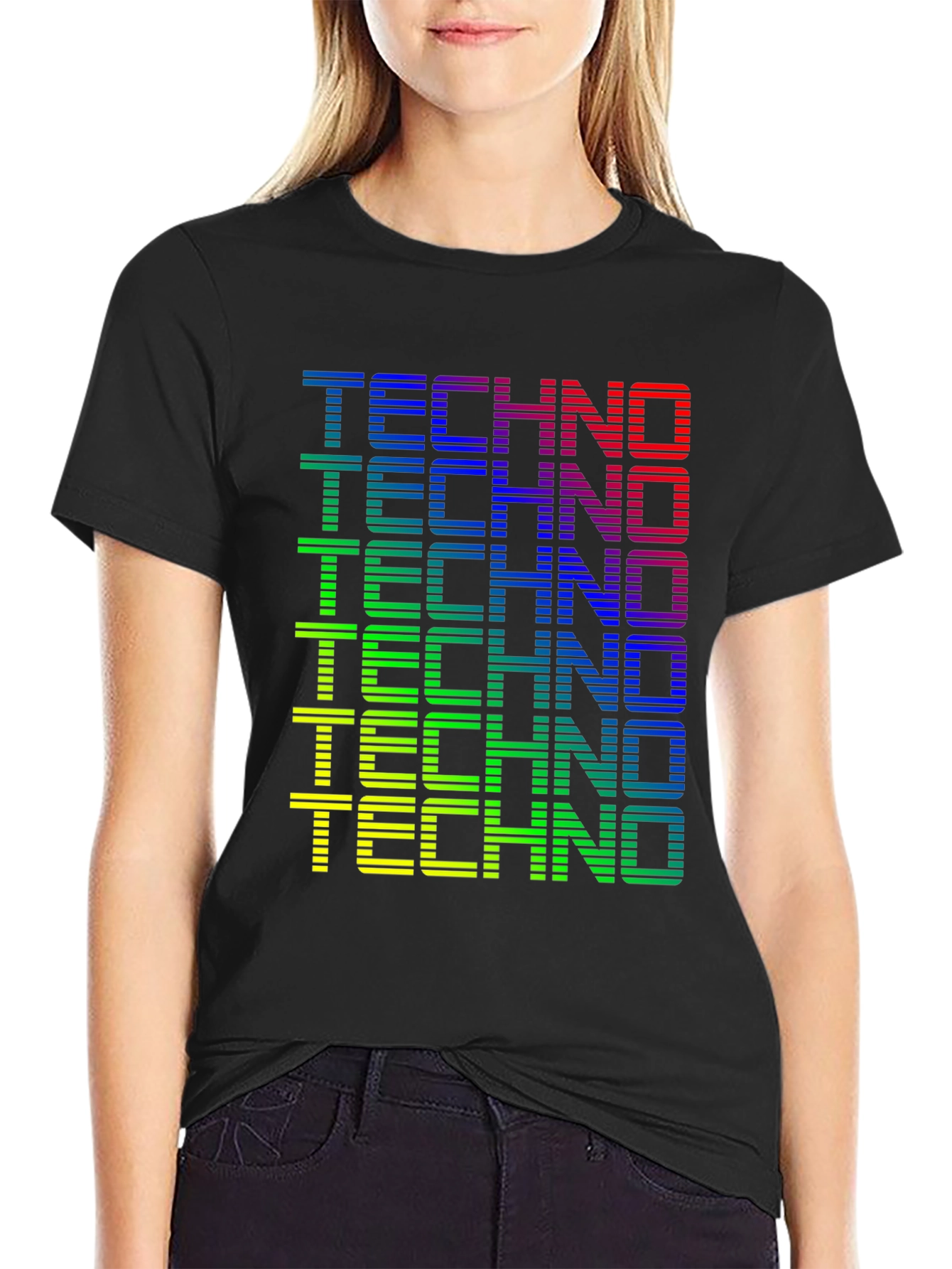 Retro Techno Graphic Tee - Black