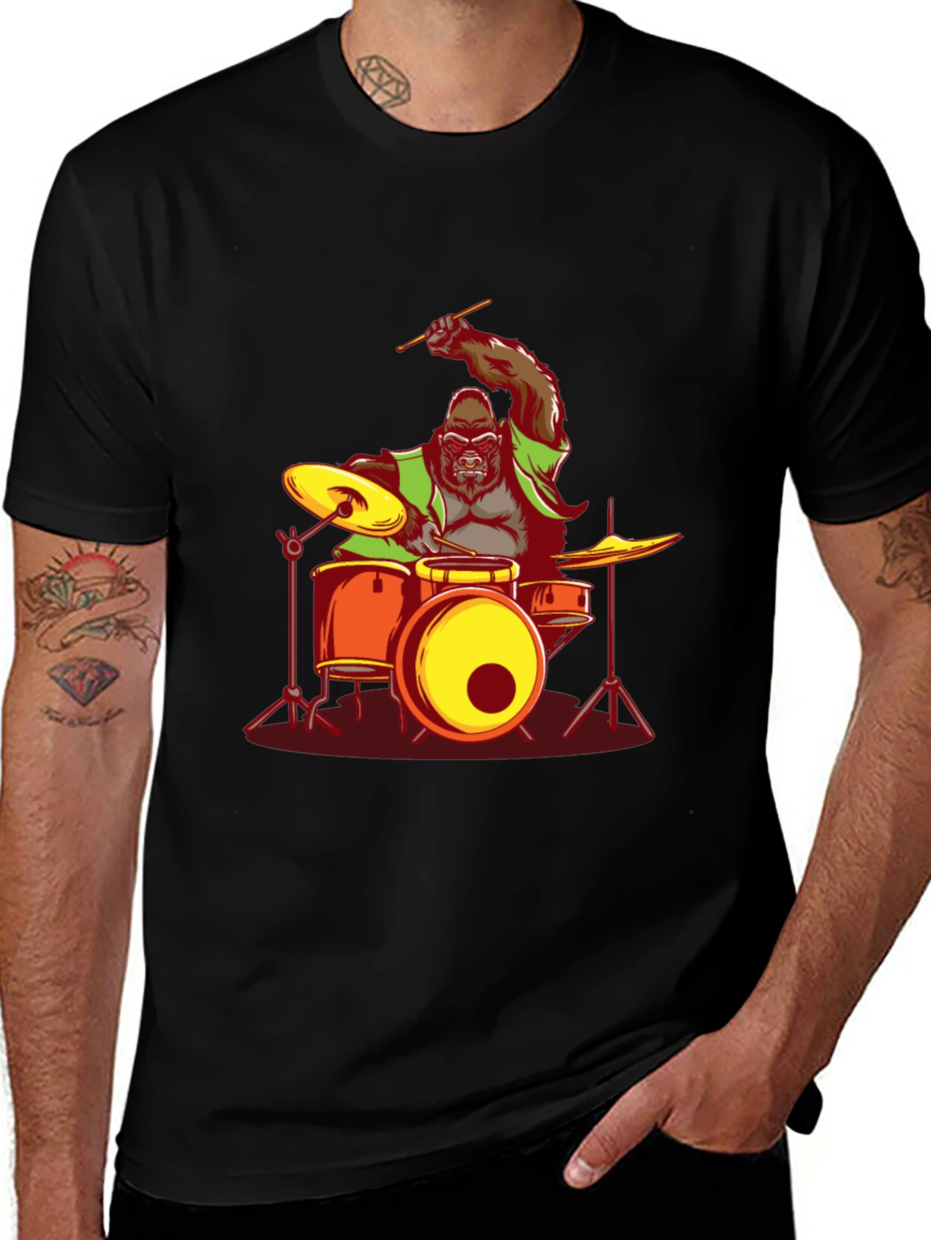 Gorilla Drummer Graphic Tee - Rock On!