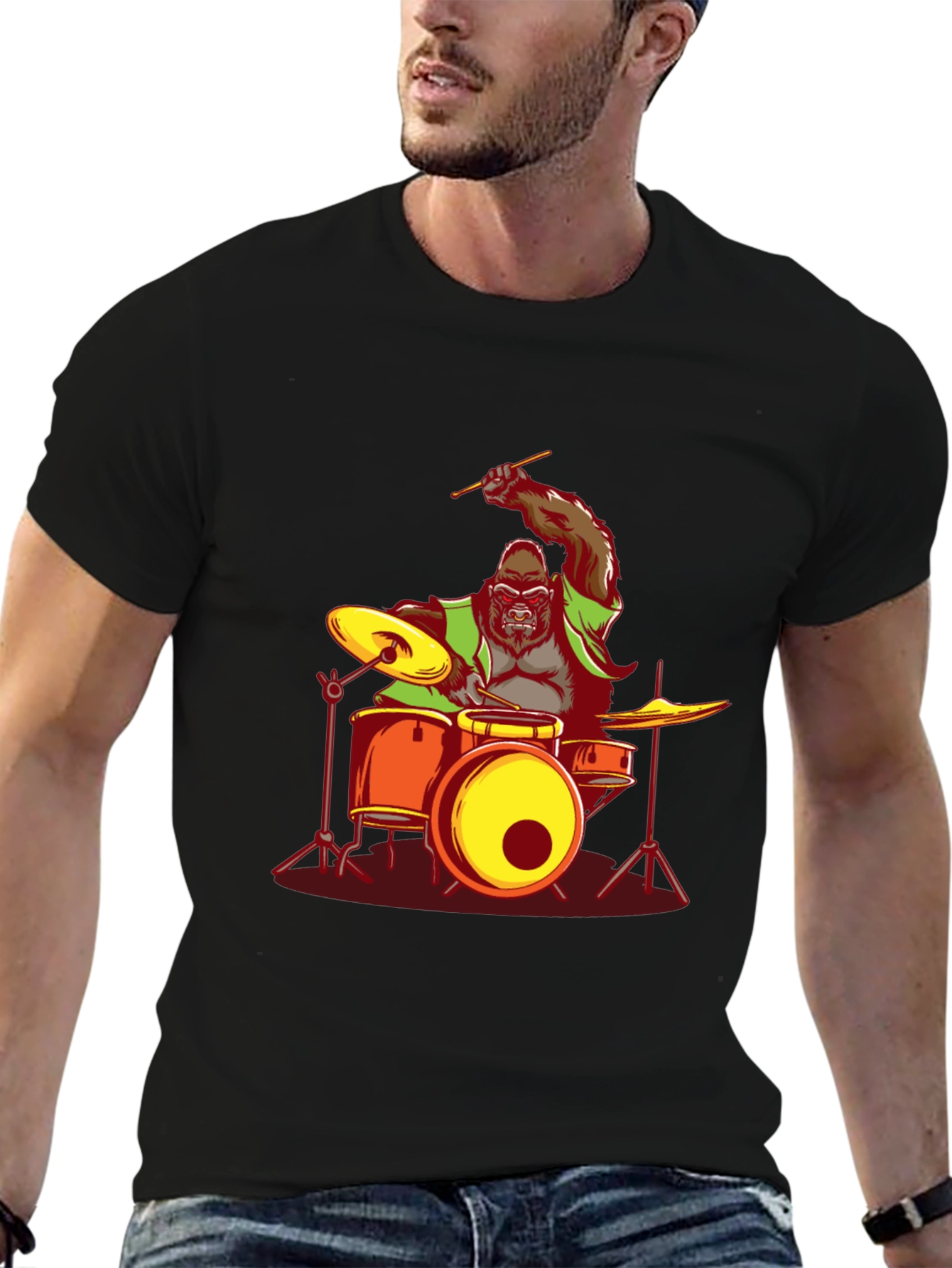 Gorilla Drummer Graphic Tee - Rock On!