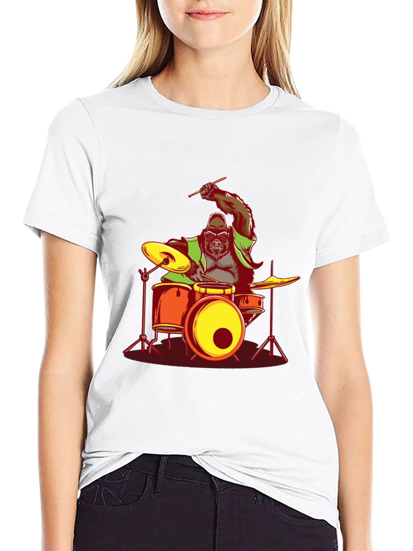 Gorilla Drummer Graphic Tee - Rock On!
