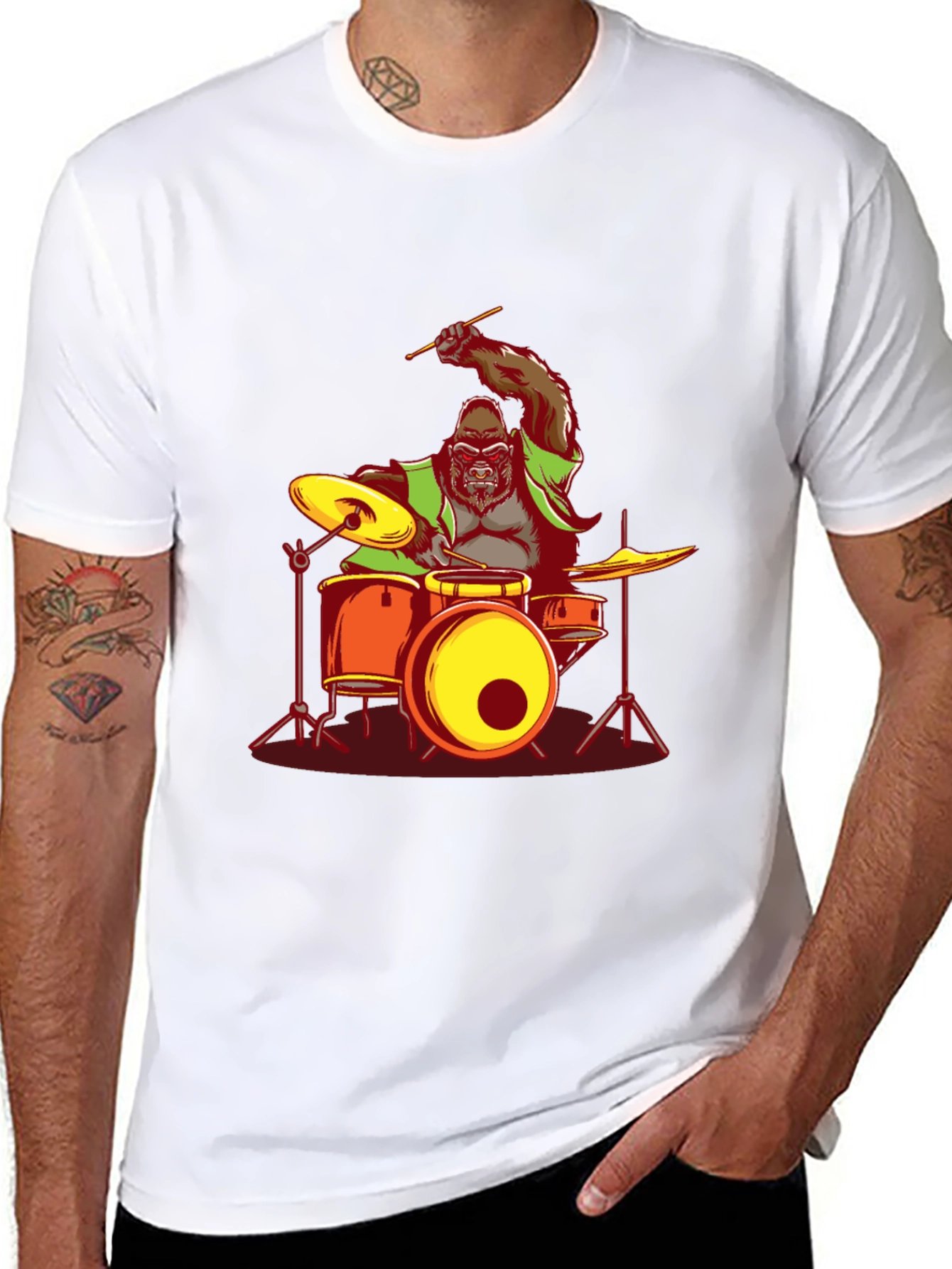 Gorilla Drummer Graphic Tee - Rock On!