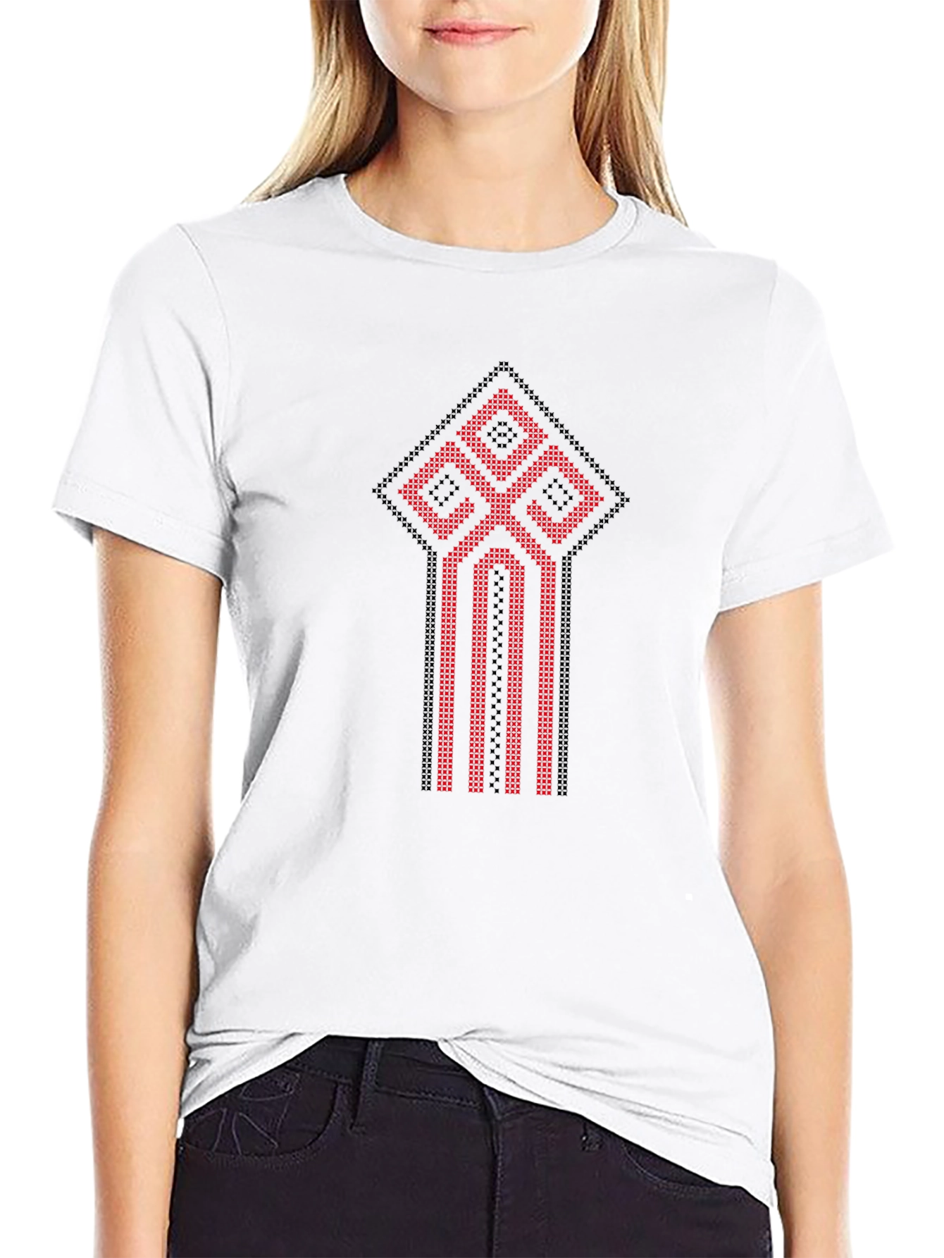 Embroidered Slavic Symbol Black T-Shirt
