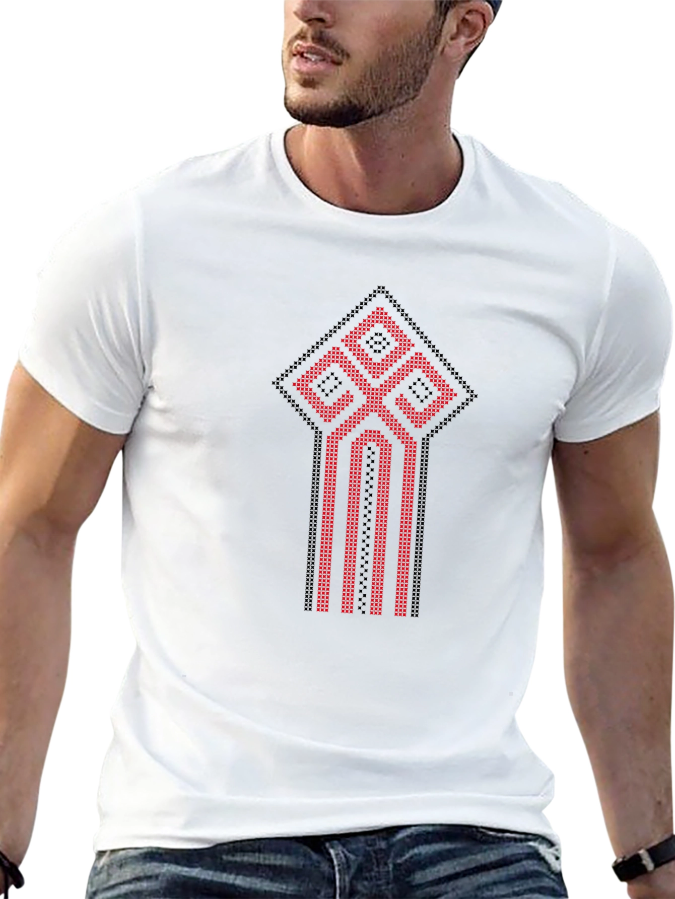 Embroidered Slavic Symbol Black T-Shirt