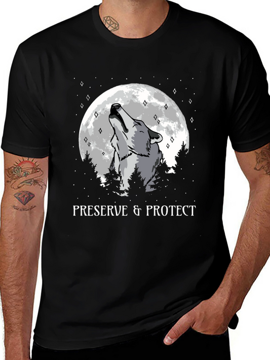 Preserve & Protect Wolf Howling at Moon T-Shirt