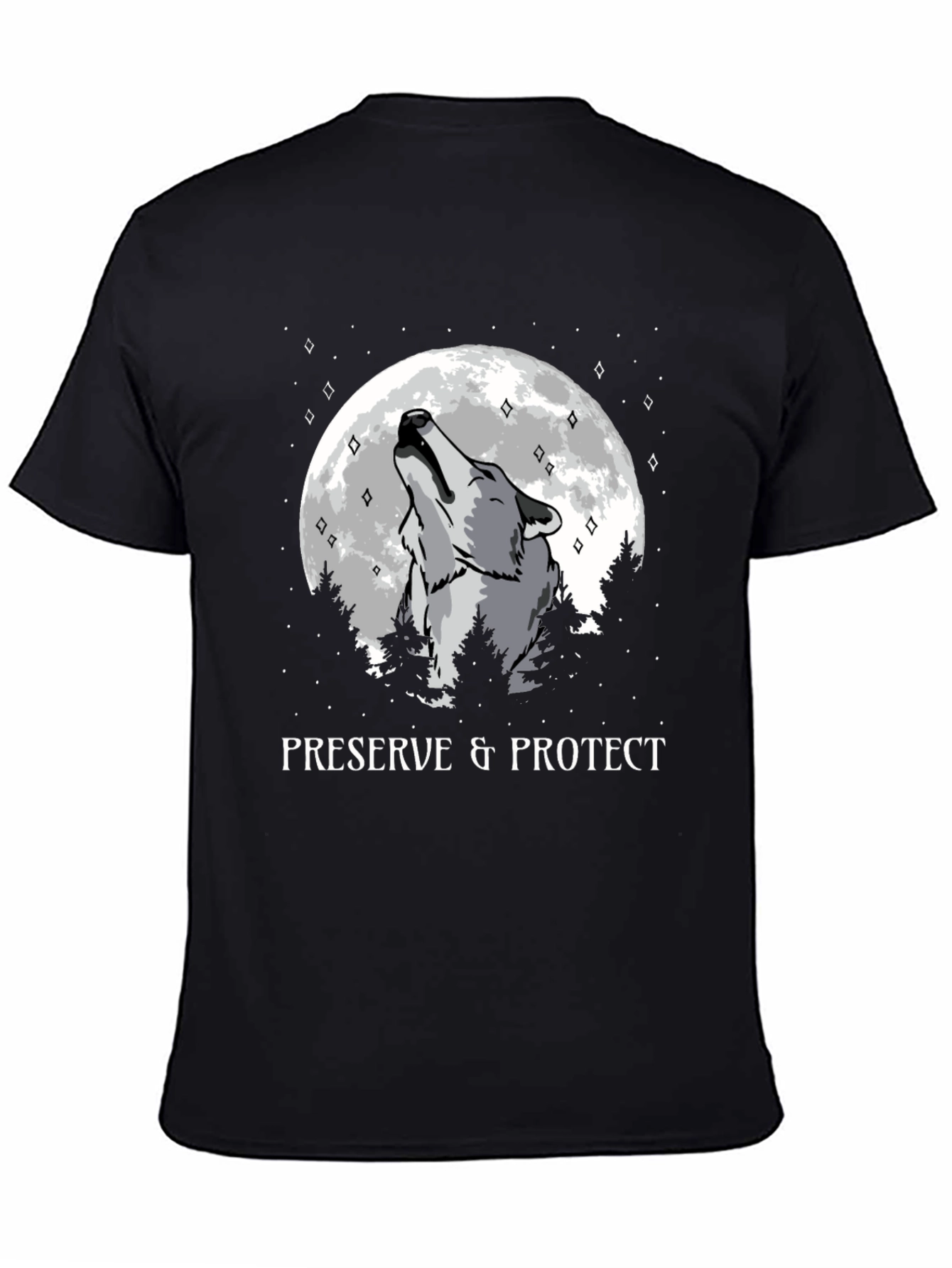 Preserve & Protect Wolf Howling at Moon T-Shirt