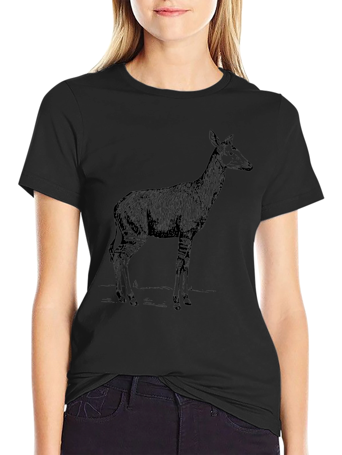 Okapi Graphic Tee - Stylish Animal Print Shirt