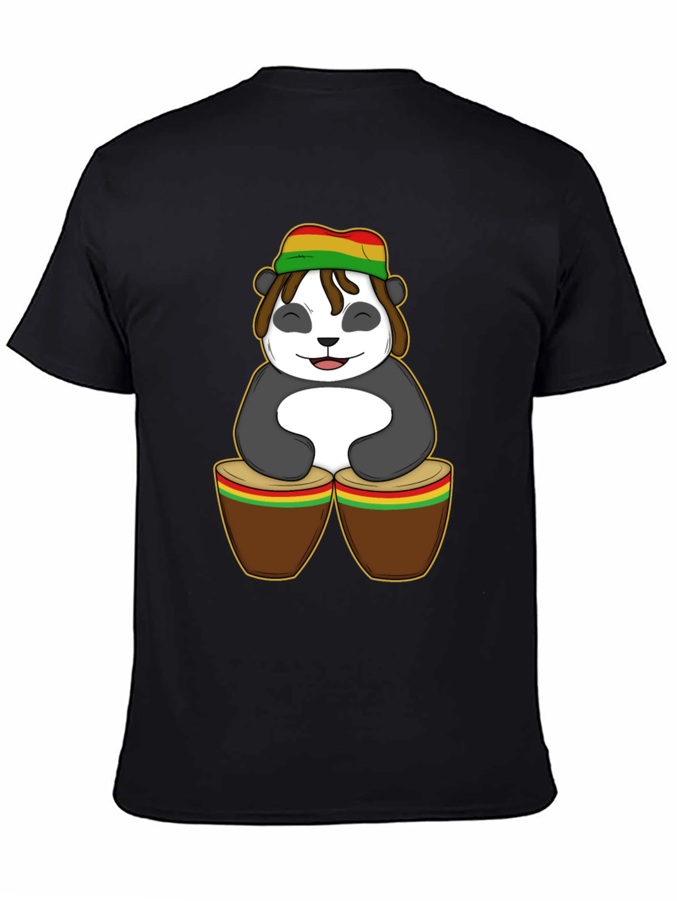 Rasta Panda Bongo Drums Graphic T-Shirt