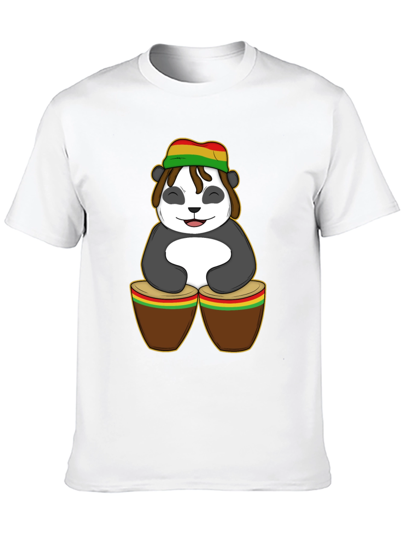 Rasta Panda Bongo Drums Graphic T-Shirt