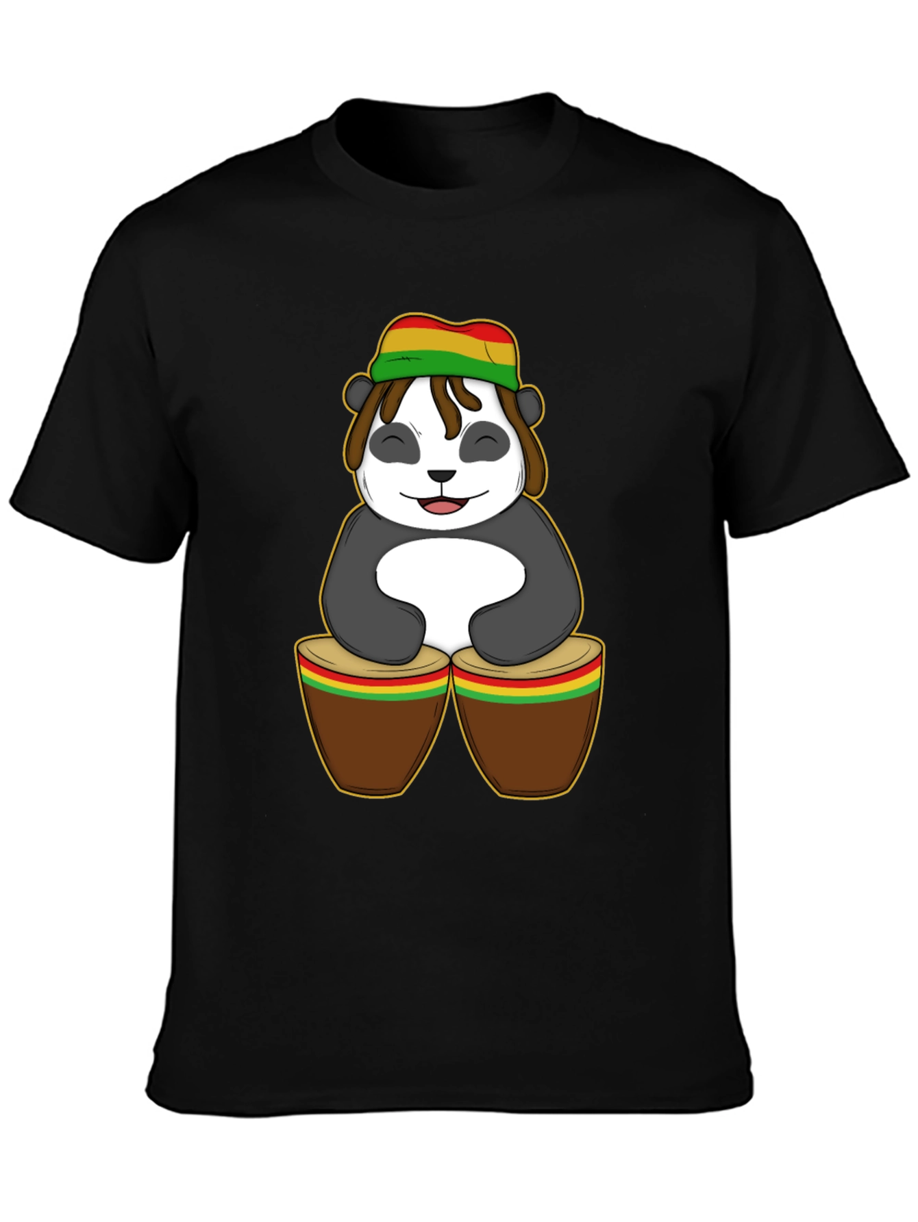 Rasta Panda Bongo Drums Graphic T-Shirt