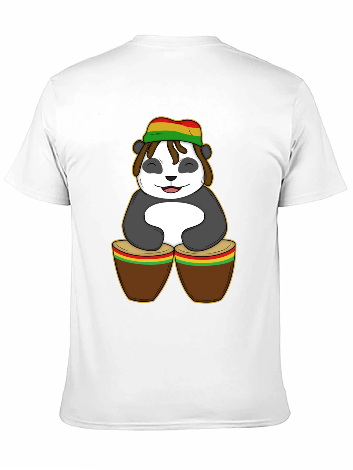 Rasta Panda Bongo Drums Graphic T-Shirt