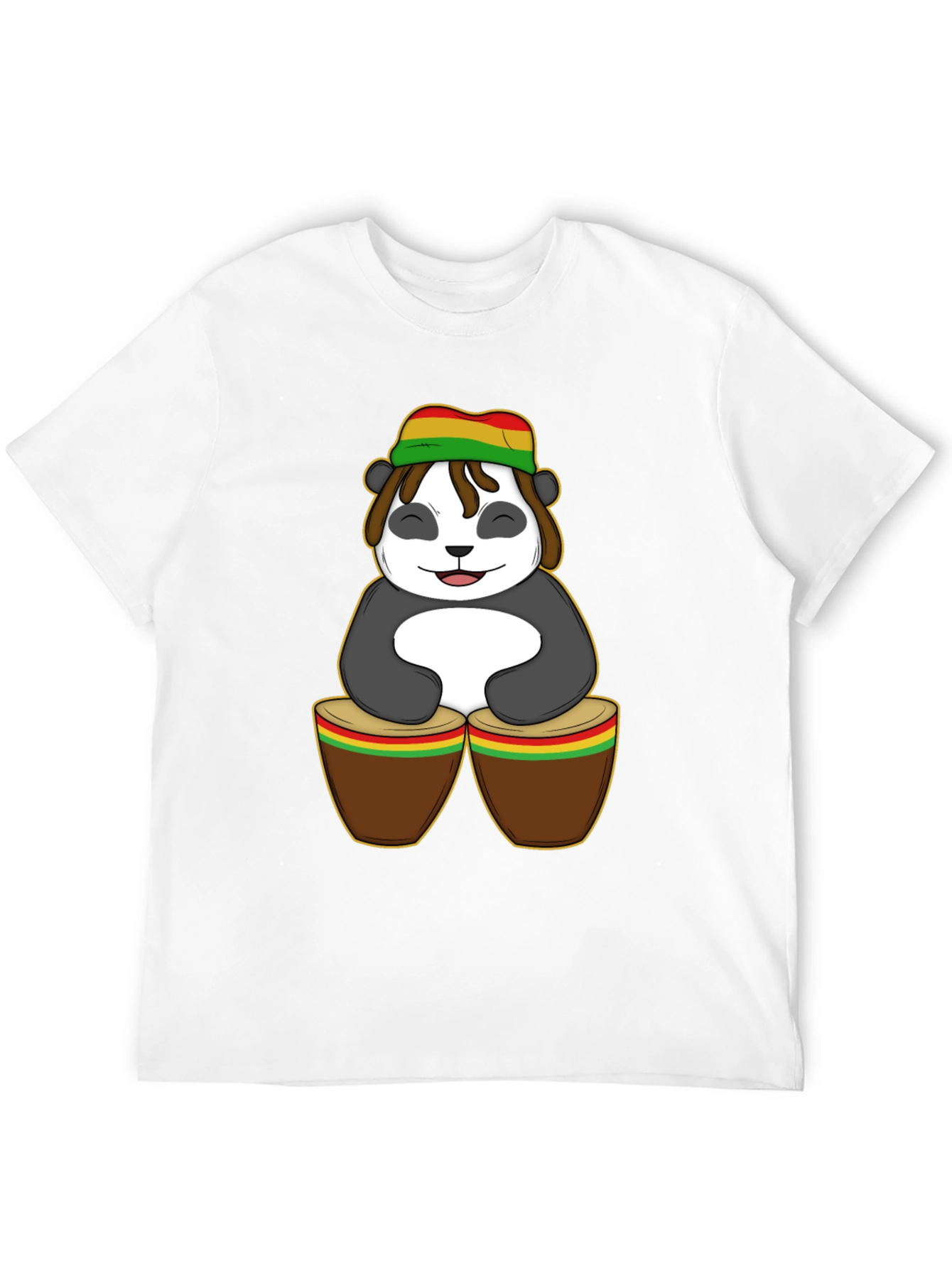 Rasta Panda Bongo Drums Graphic T-Shirt