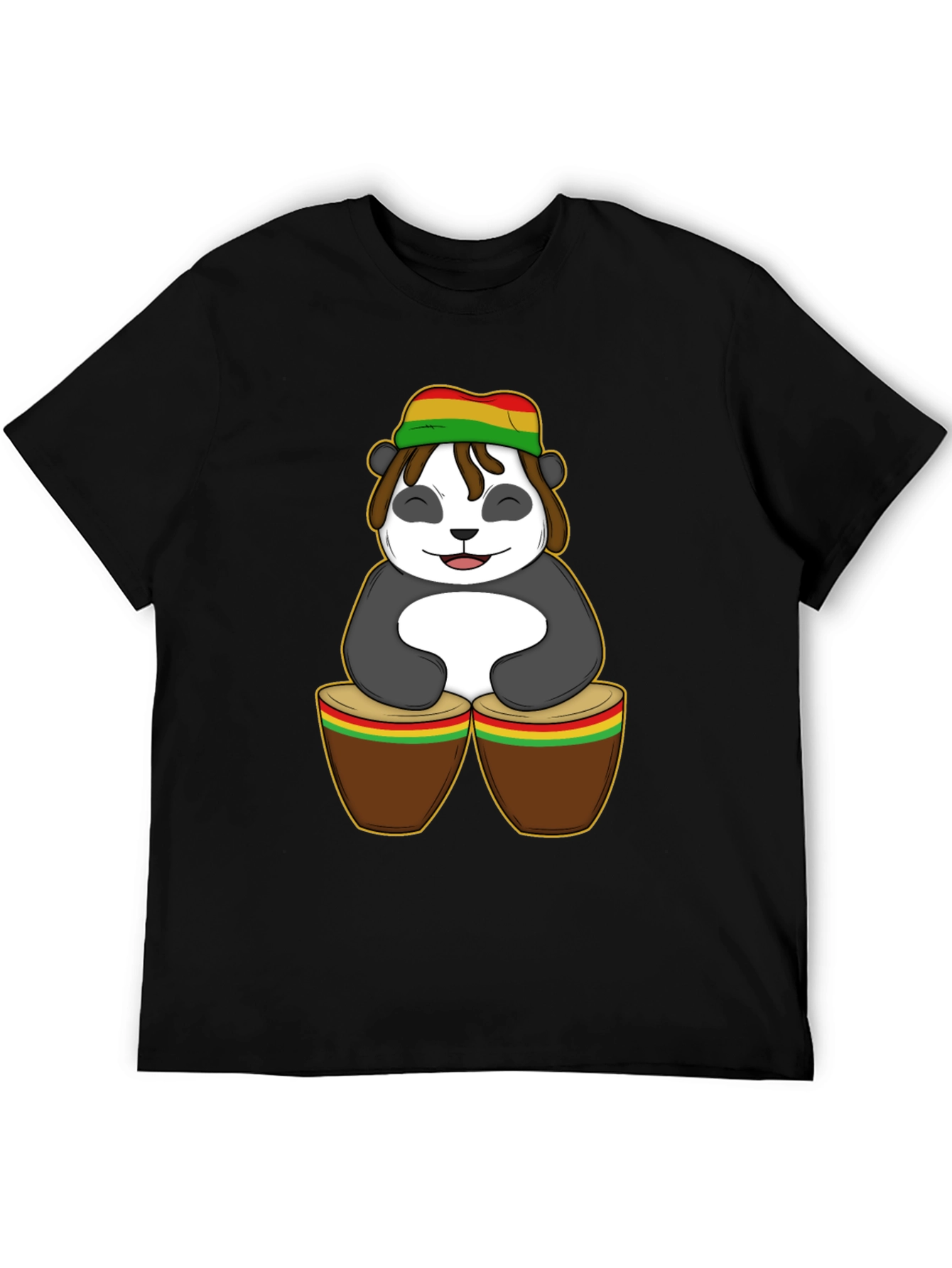 Rasta Panda Bongo Drums Graphic T-Shirt