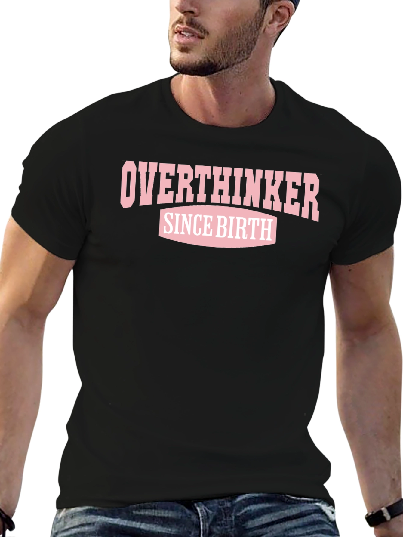 Overthinker Since Birth Graphic Tee - Black
