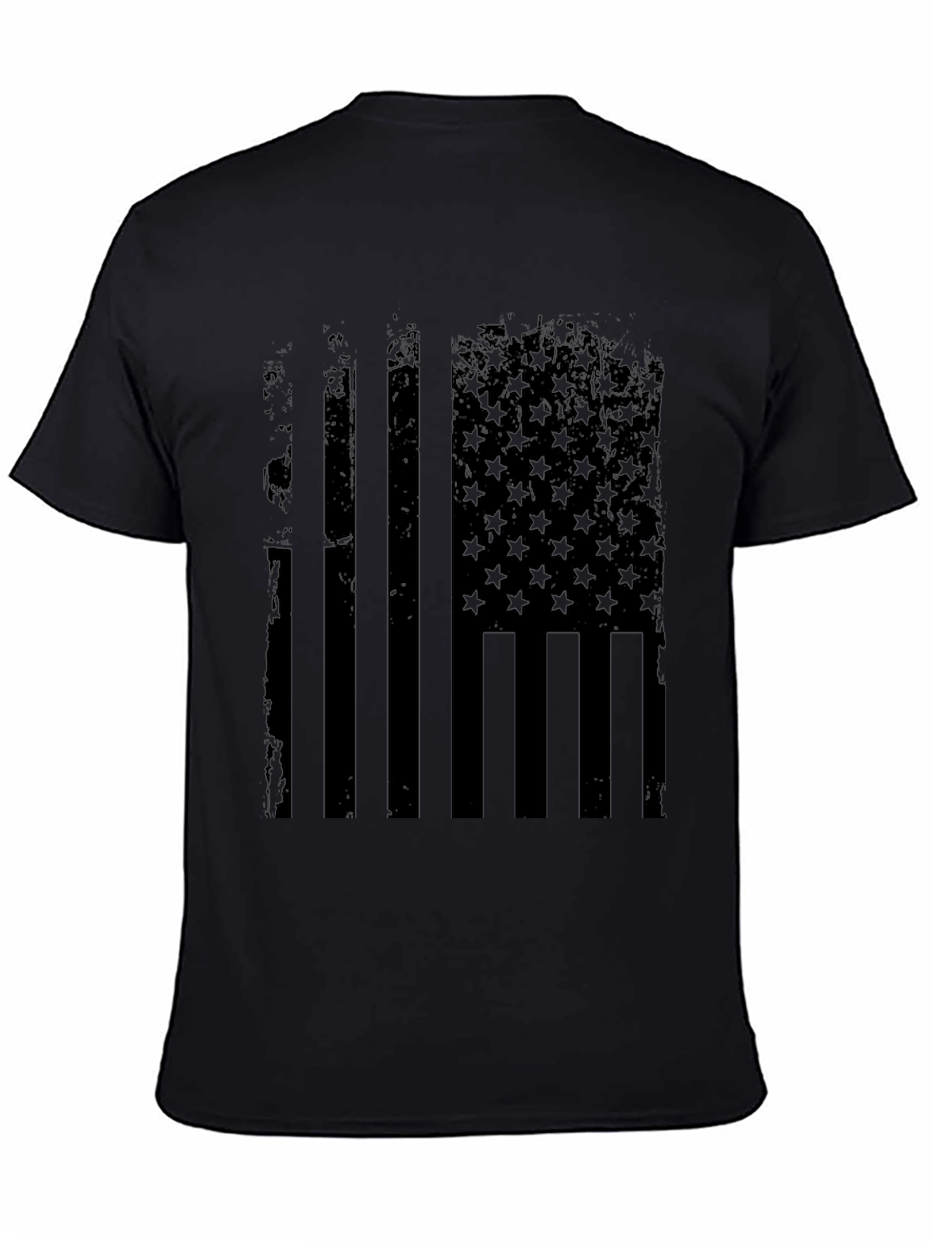 Distressed American Flag Graphic Tee - Black