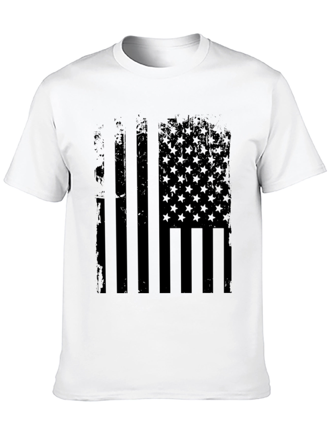 Distressed American Flag Graphic Tee - Black