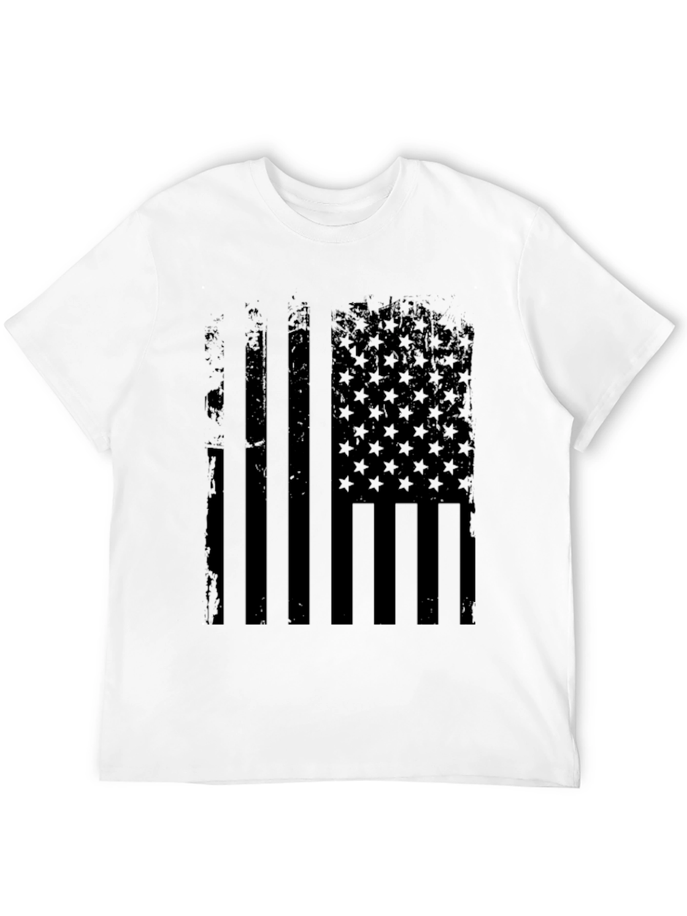 Distressed American Flag Graphic Tee - Black