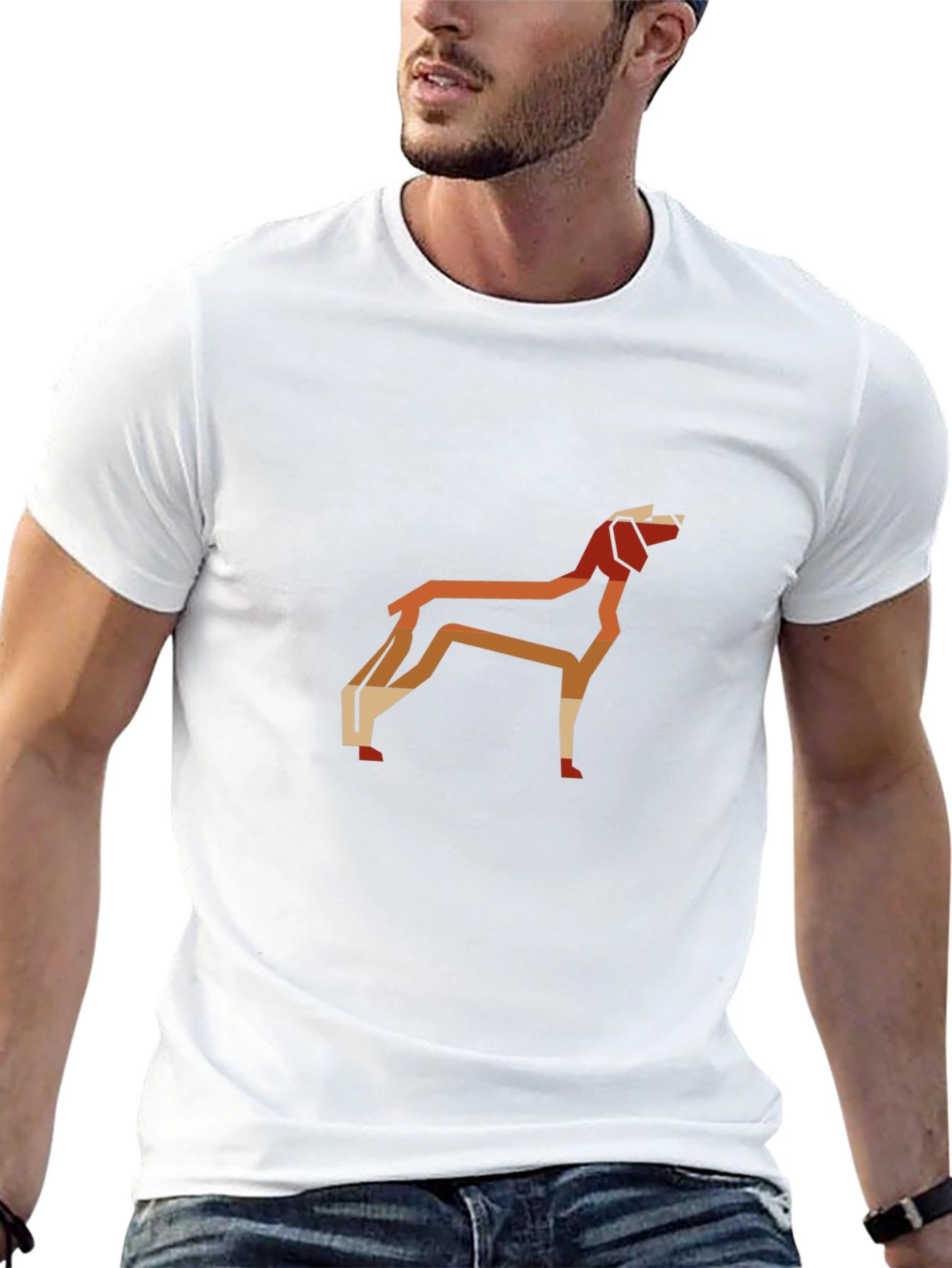 Geometric Dog Graphic Tee - Modern Style