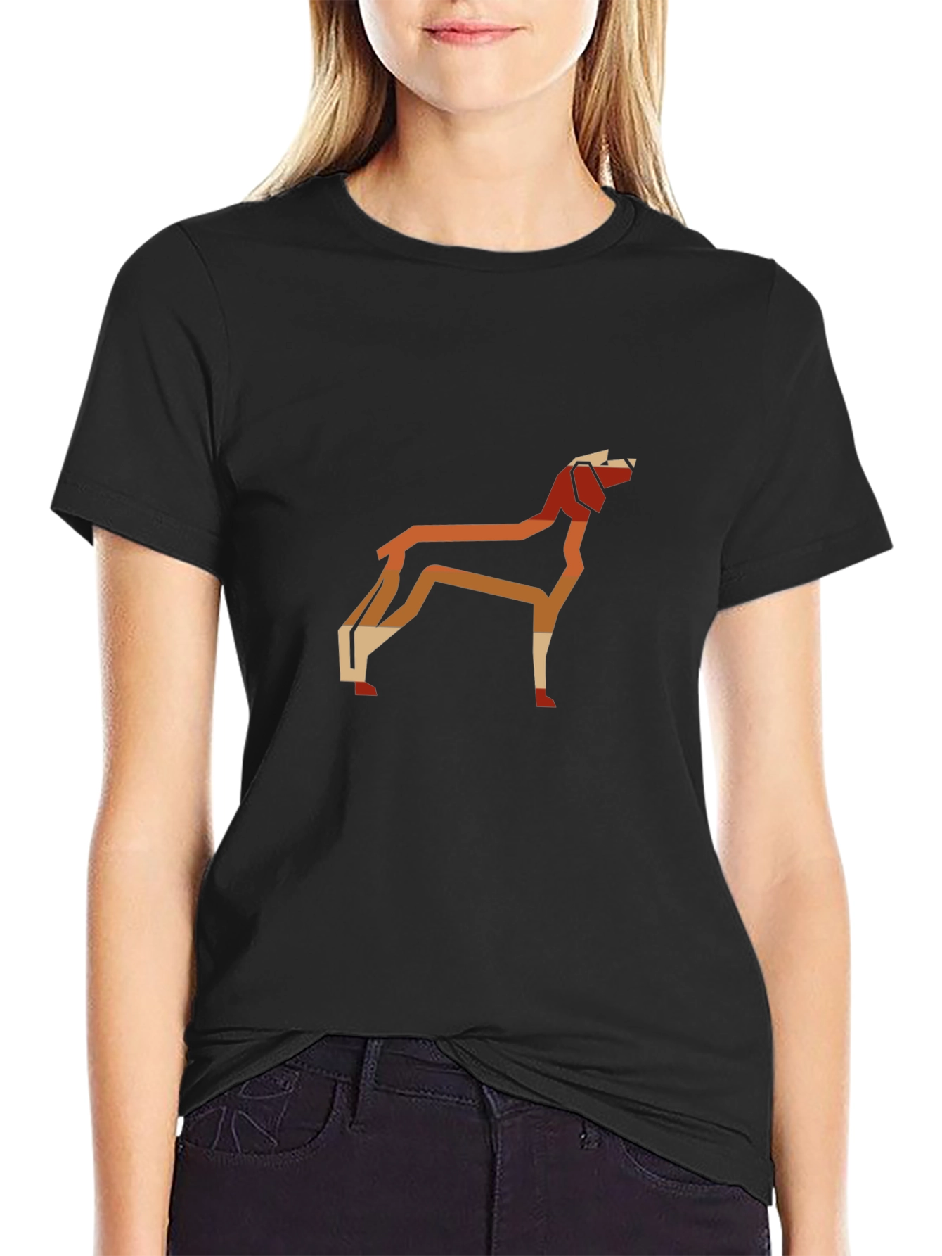 Geometric Dog Graphic Tee - Modern Style