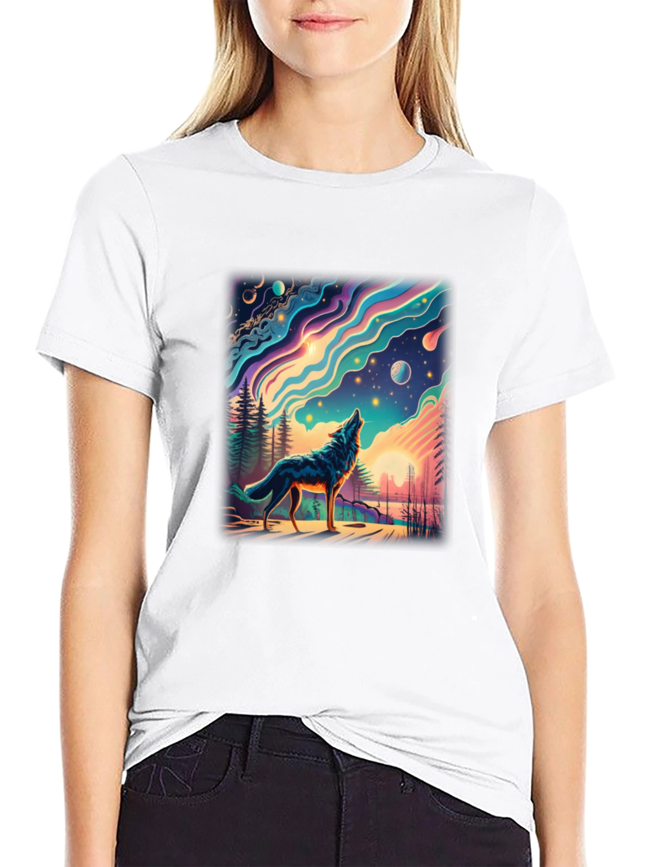Wolf Howling at Night T-Shirt