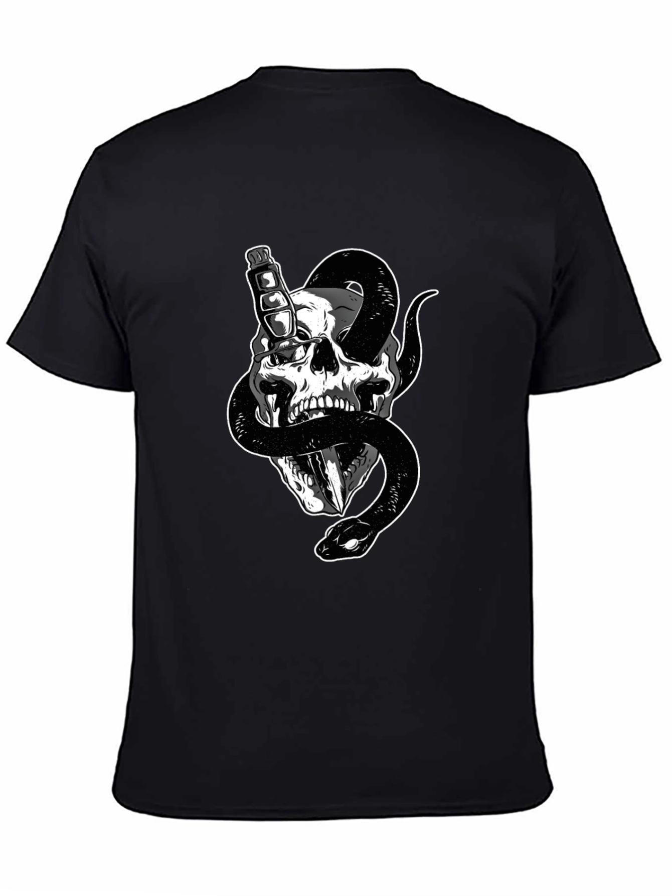 Skull & Snake Graphic Tee - Mens Black T-Shirt