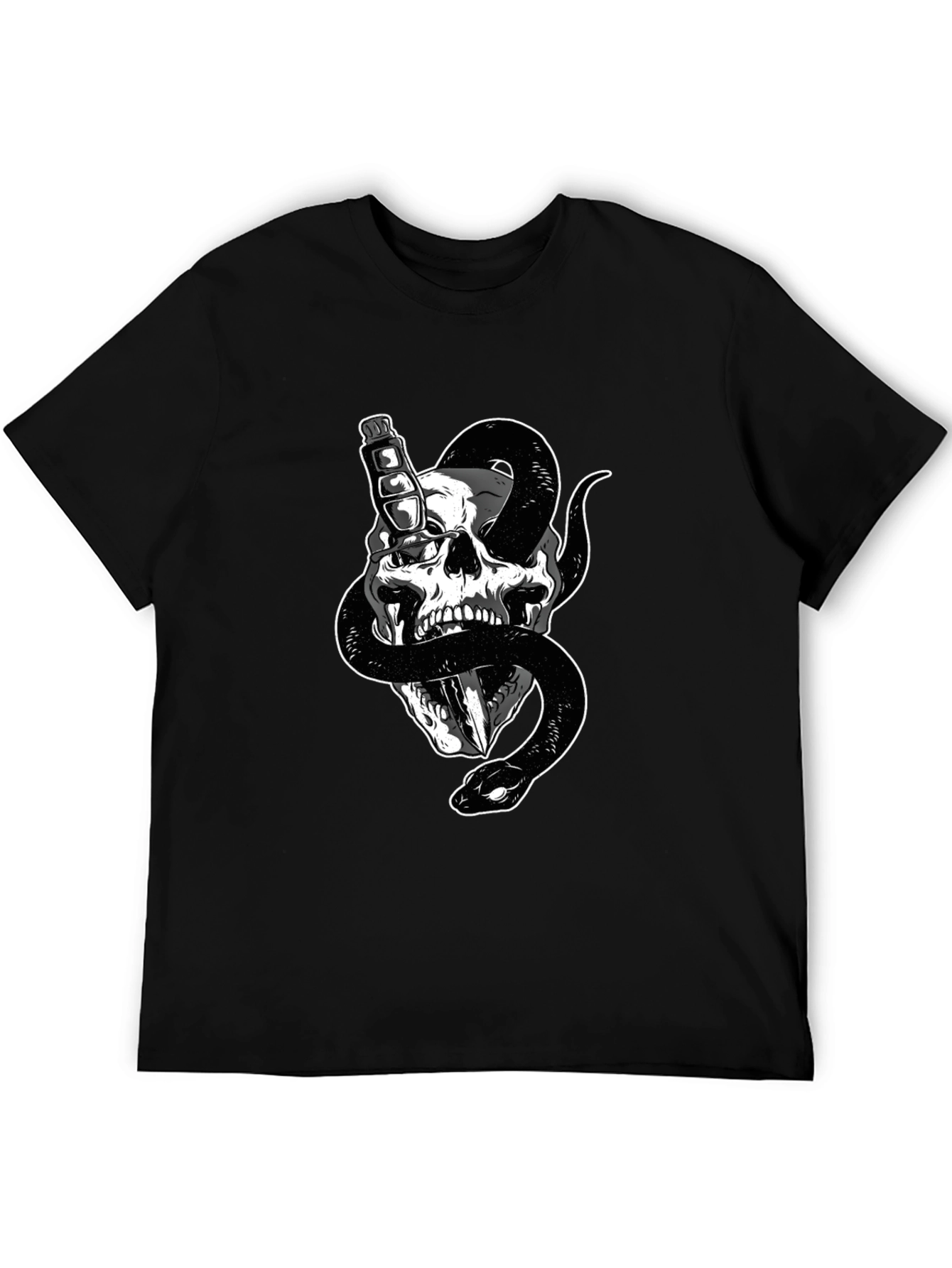 Skull & Snake Graphic Tee - Mens Black T-Shirt