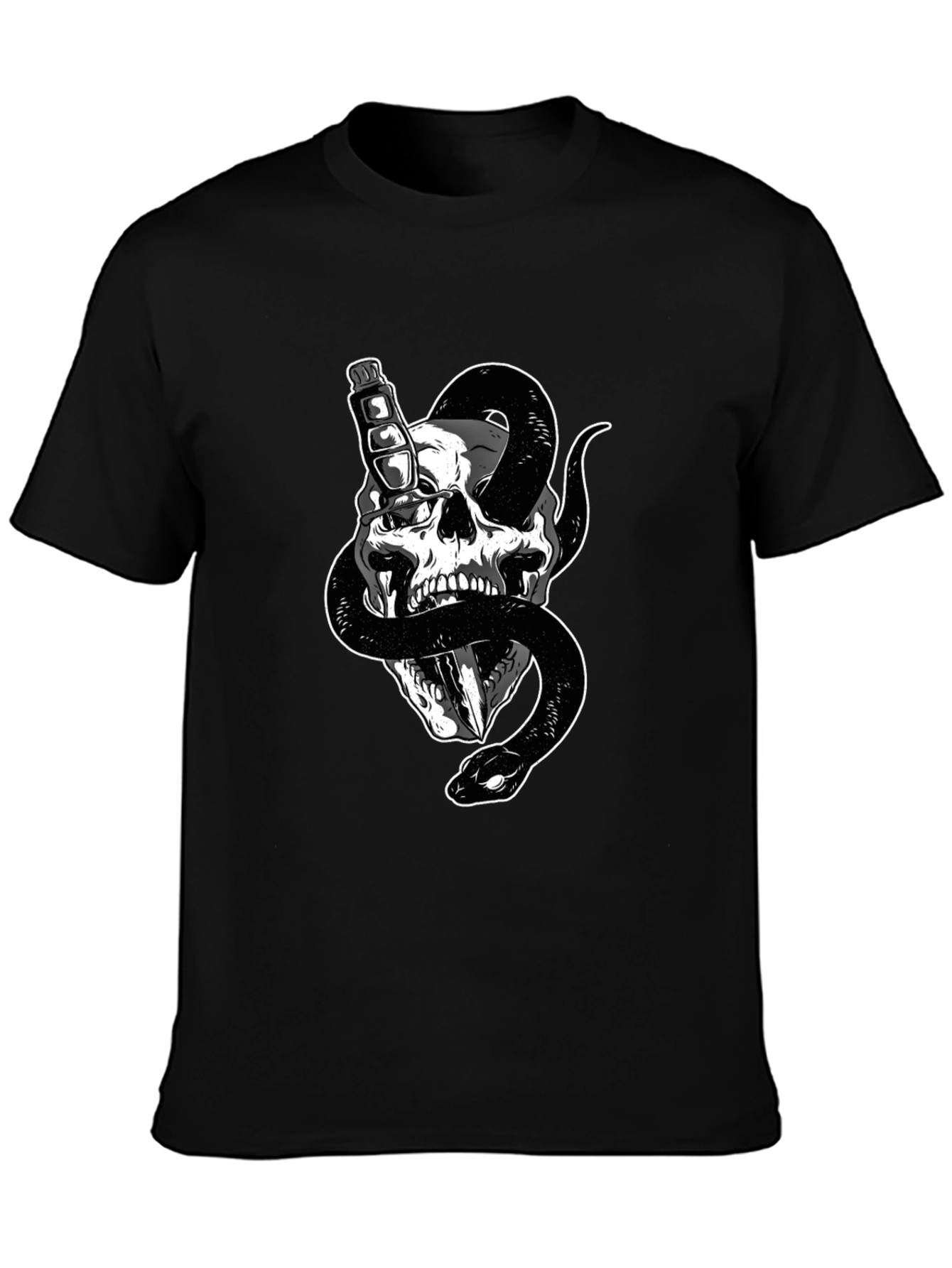 Skull & Snake Graphic Tee - Mens Black T-Shirt