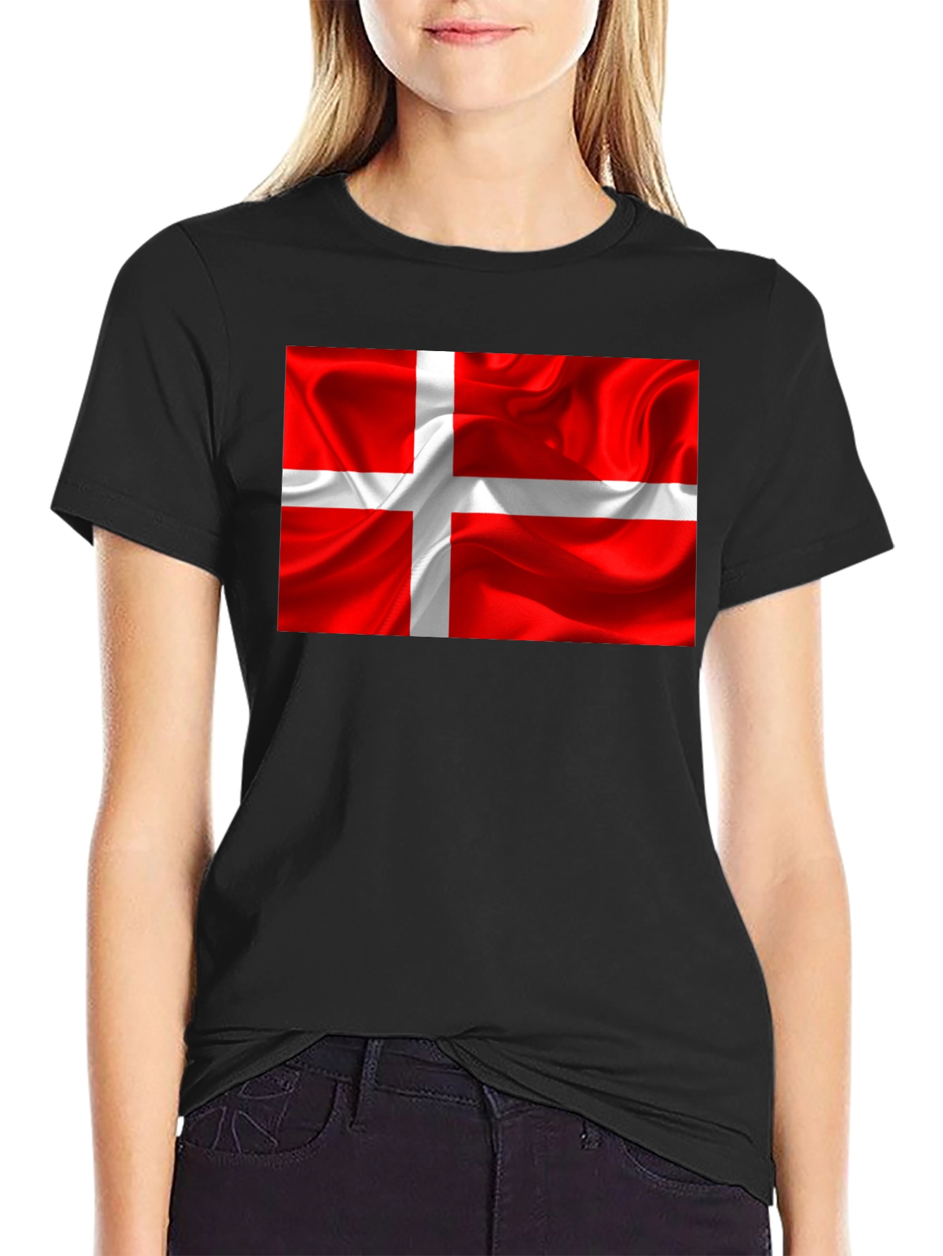 Denmark Flag T-Shirt - Black Cotton Tee