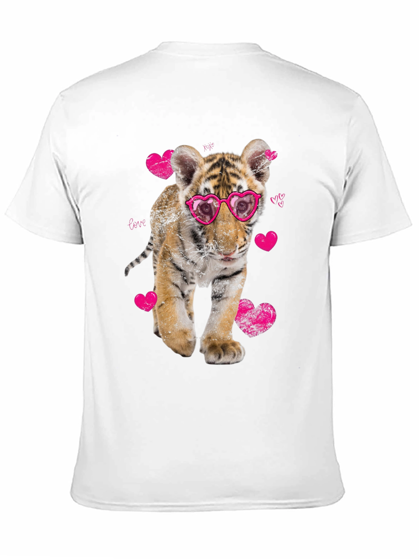 Cute Tiger Cub in Heart Glasses Graphic T-Shirt