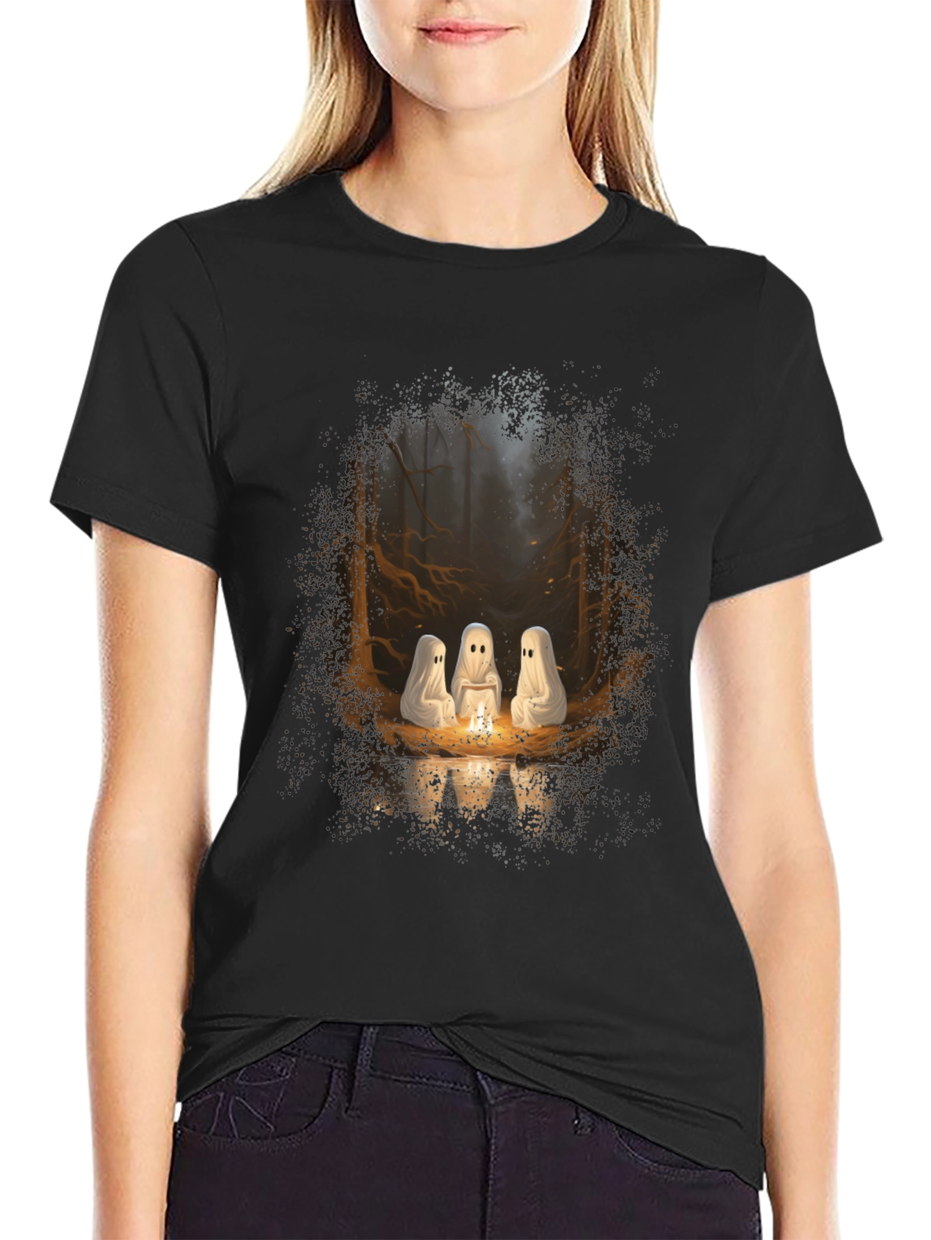 Ghost Campfire T-Shirt - Spooky Season Apparel