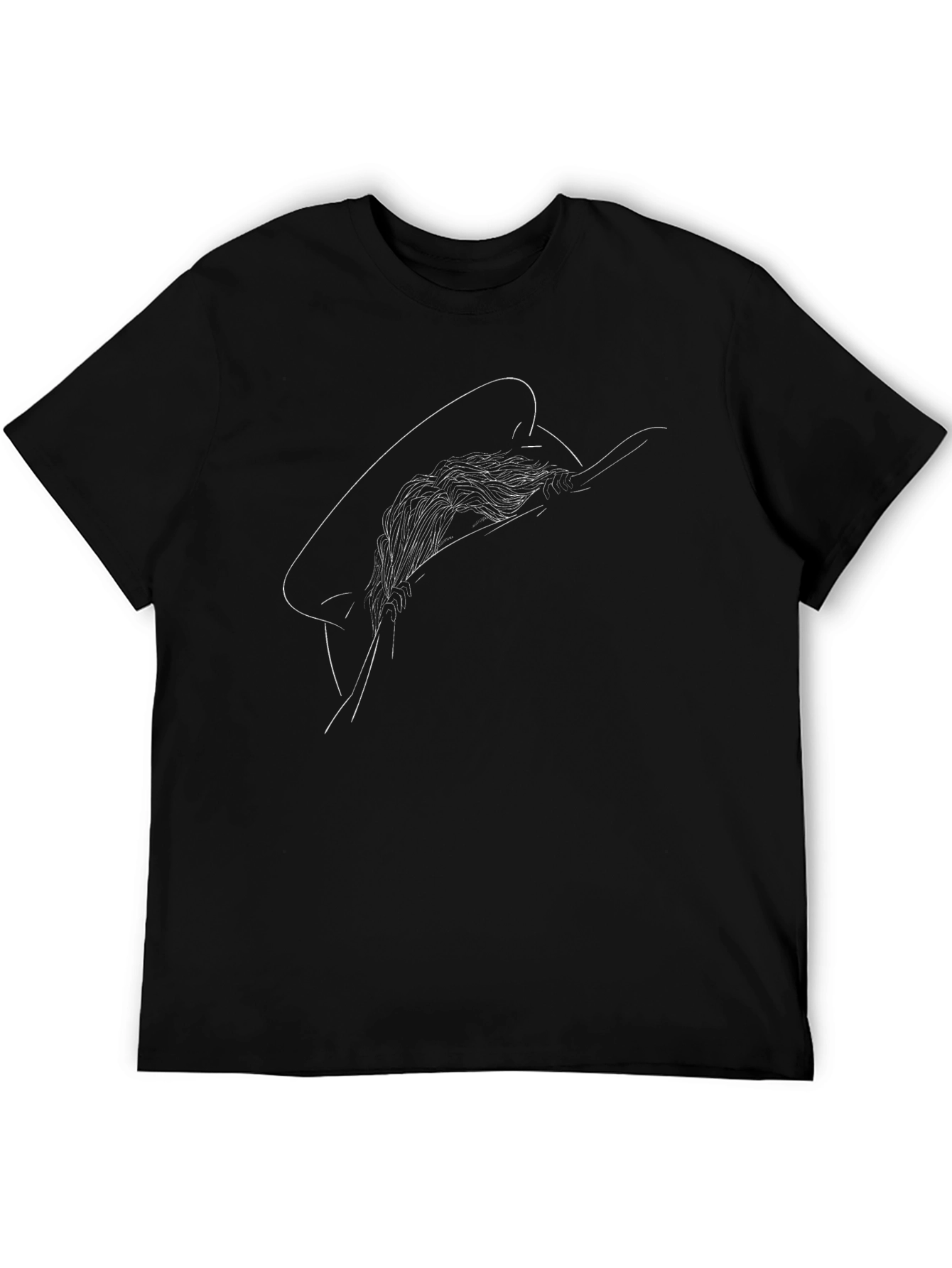 Minimalist Line Art Black T-Shirt