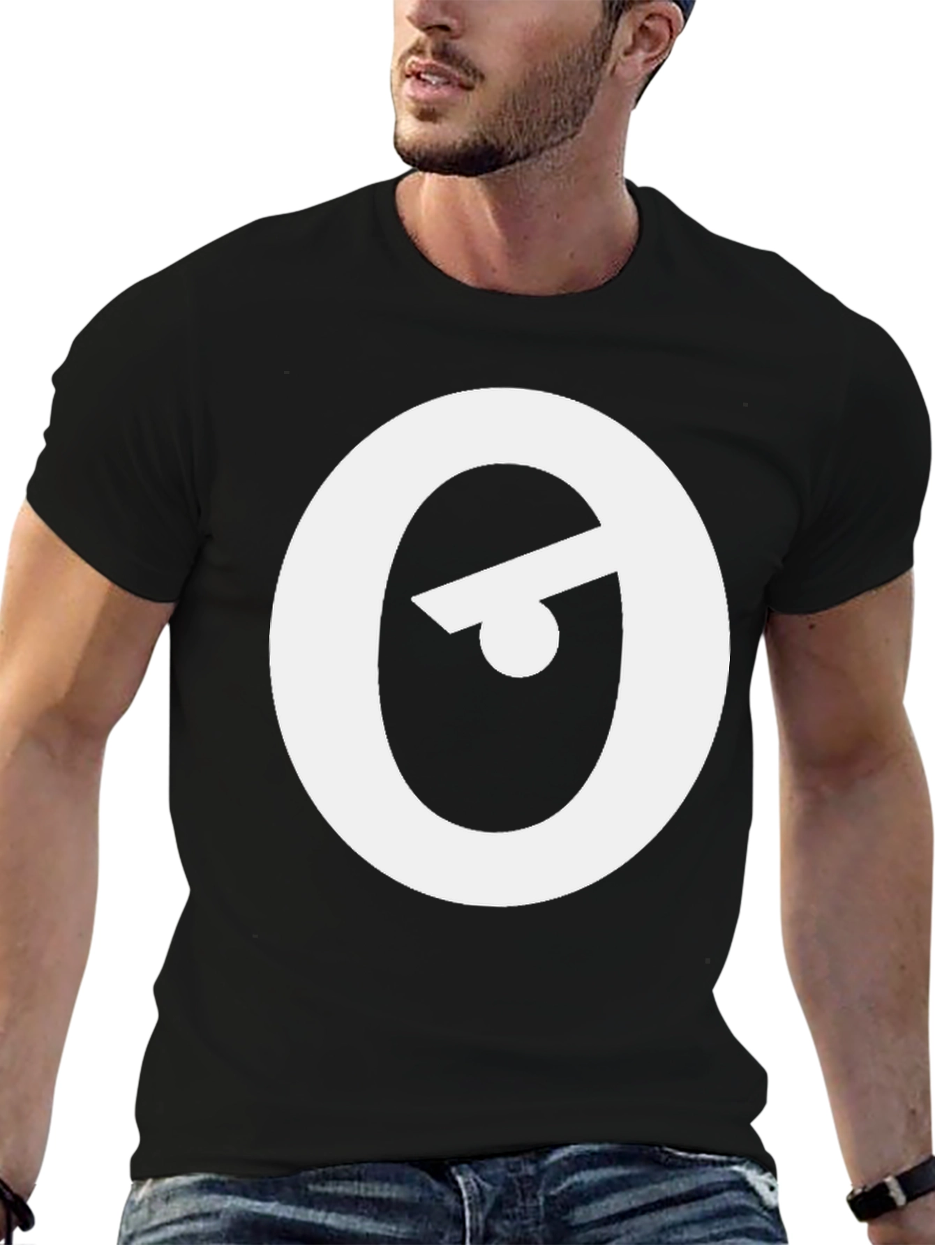 Modern Black T-Shirt with Abstract Eye Logo