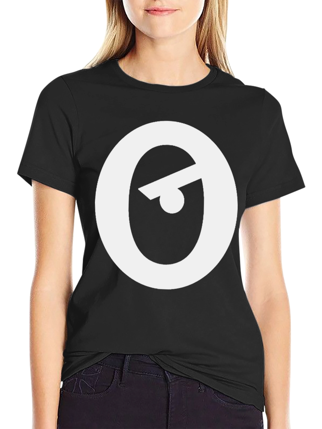 Modern Black T-Shirt with Abstract Eye Logo