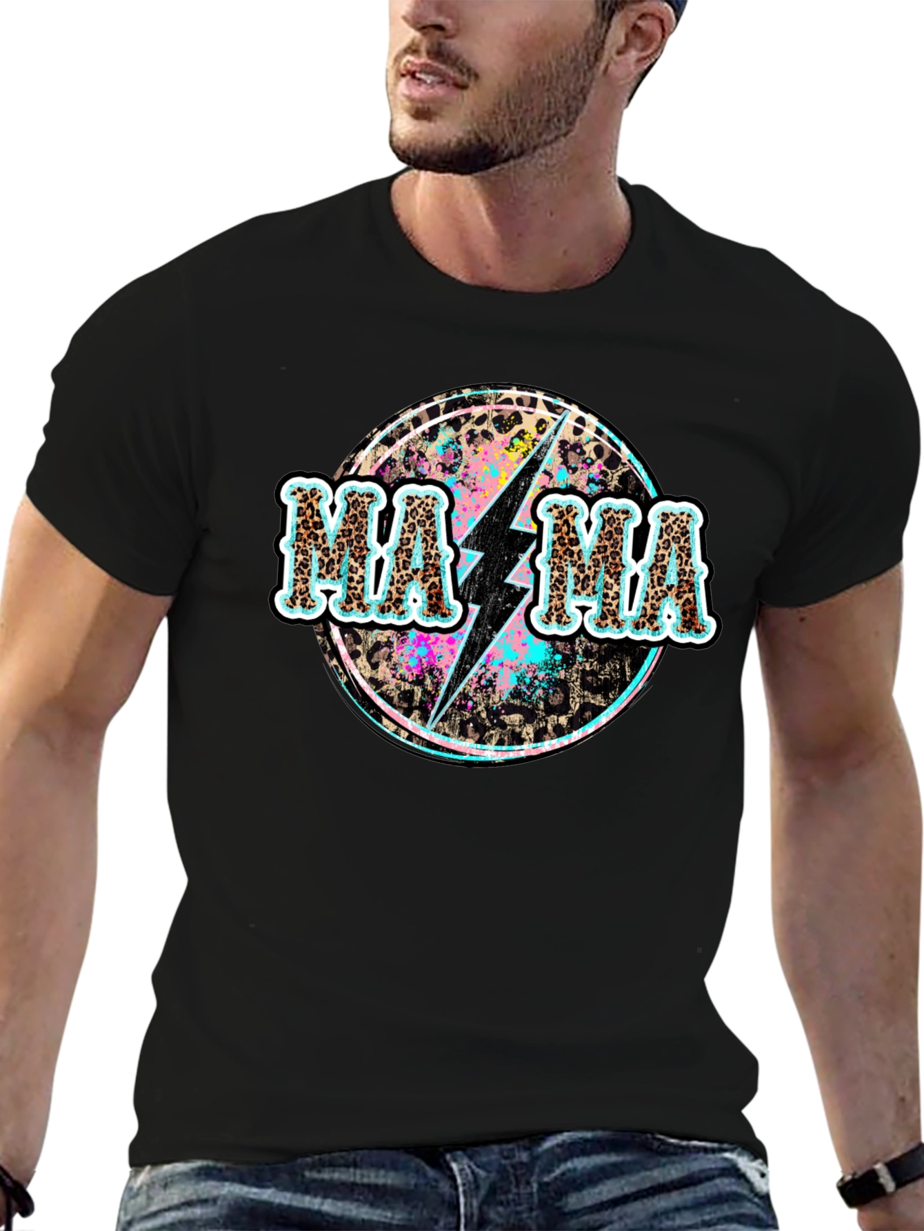Mama Leopard Bolt Graphic Tee