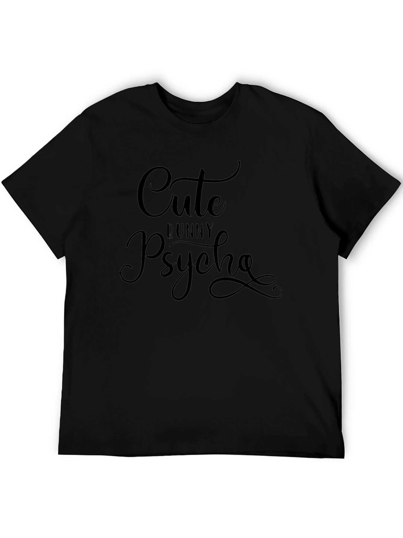 Cute Bunny Psycho Graphic Tee - Black