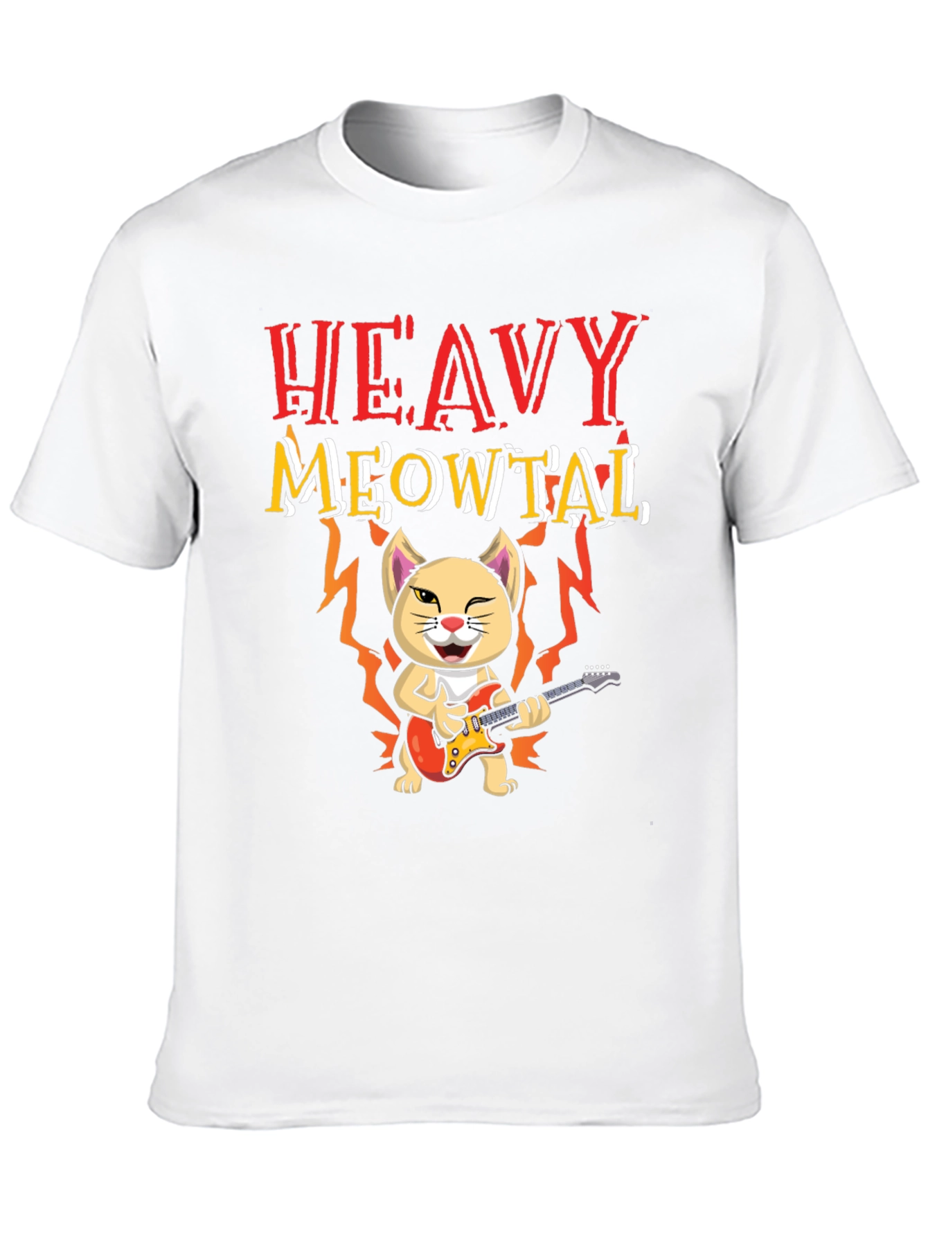 Heavy Meowtal Cat Graphic T-Shirt - Rock On!