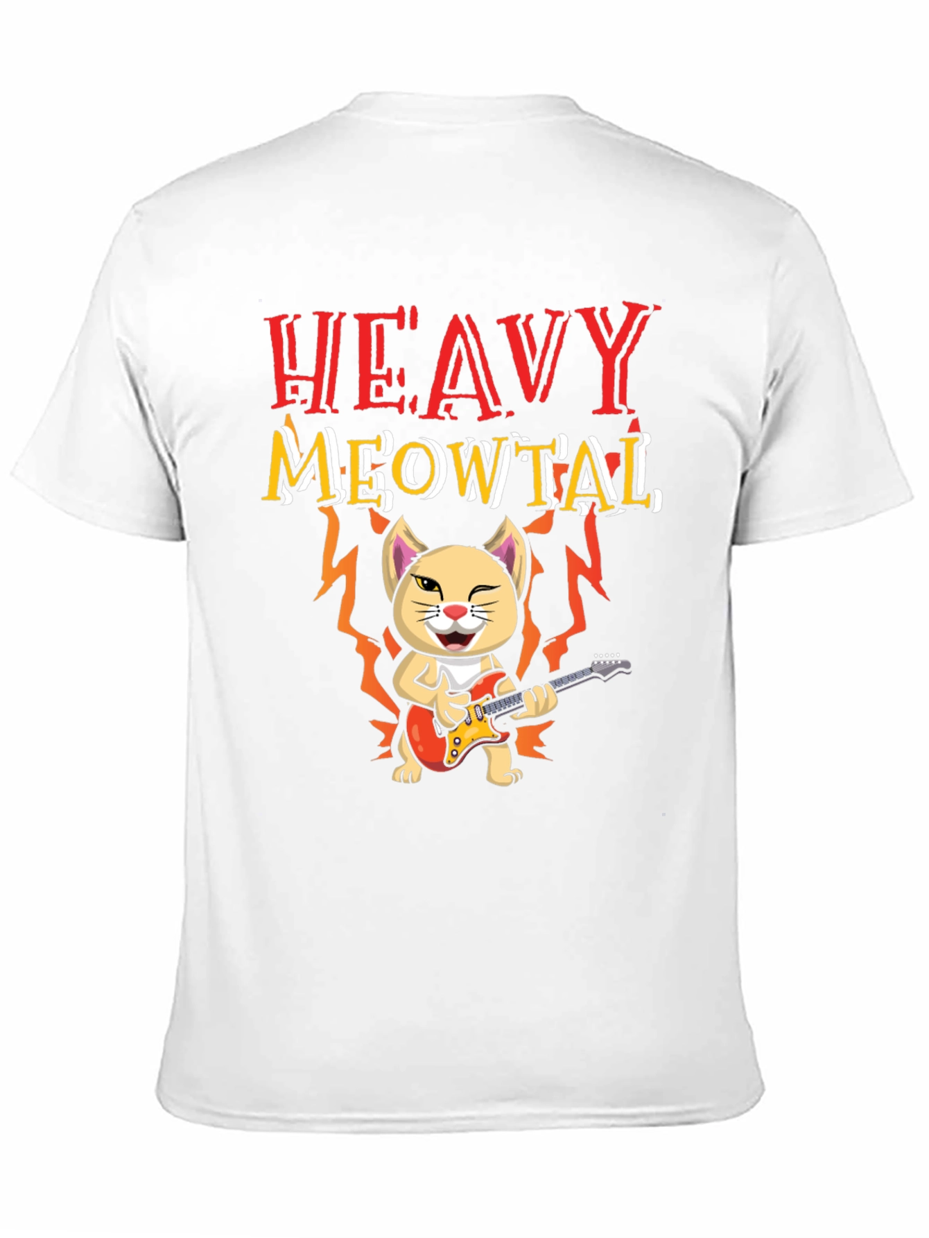 Heavy Meowtal Cat Graphic T-Shirt - Rock On!