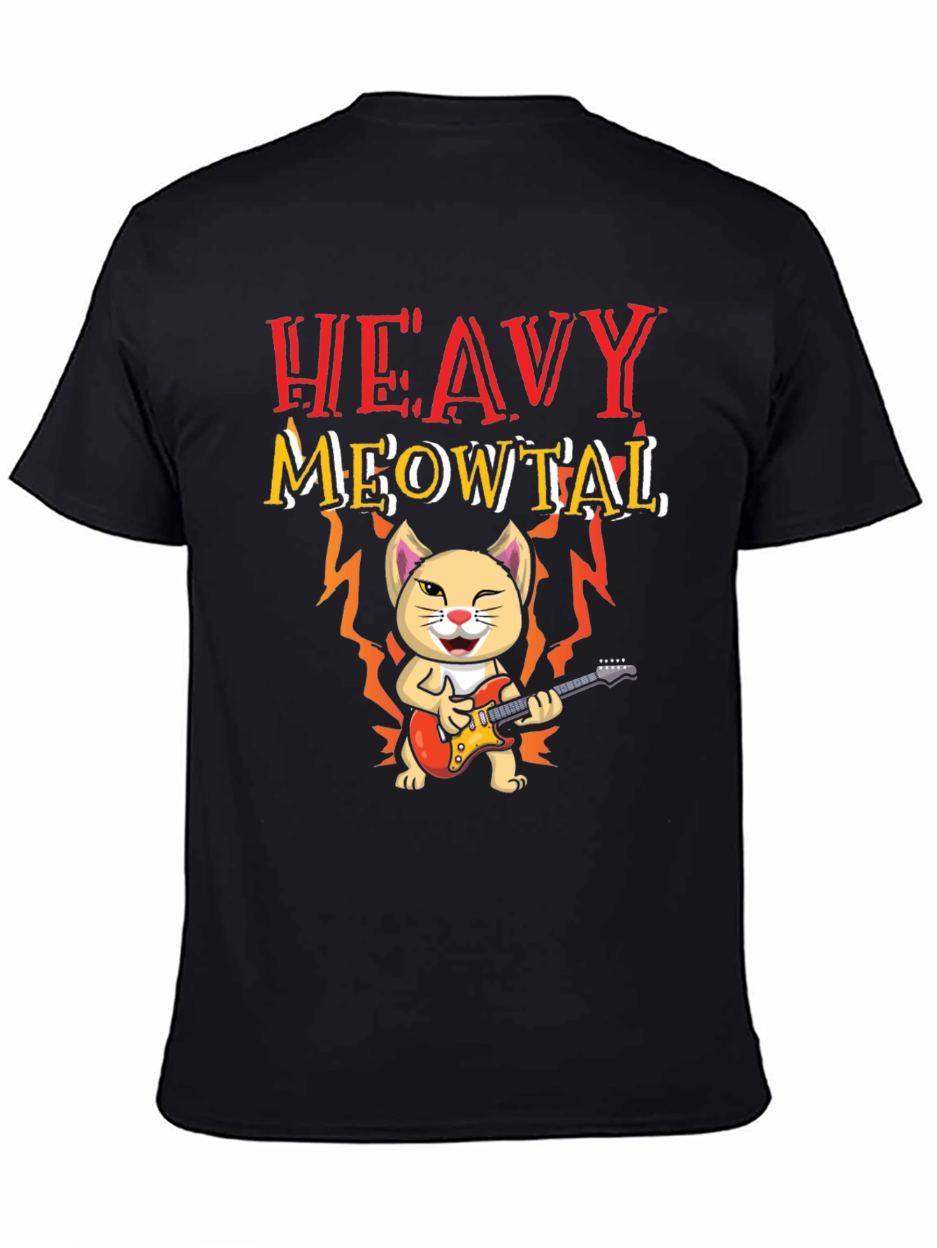 Heavy Meowtal Cat Graphic T-Shirt - Rock On!