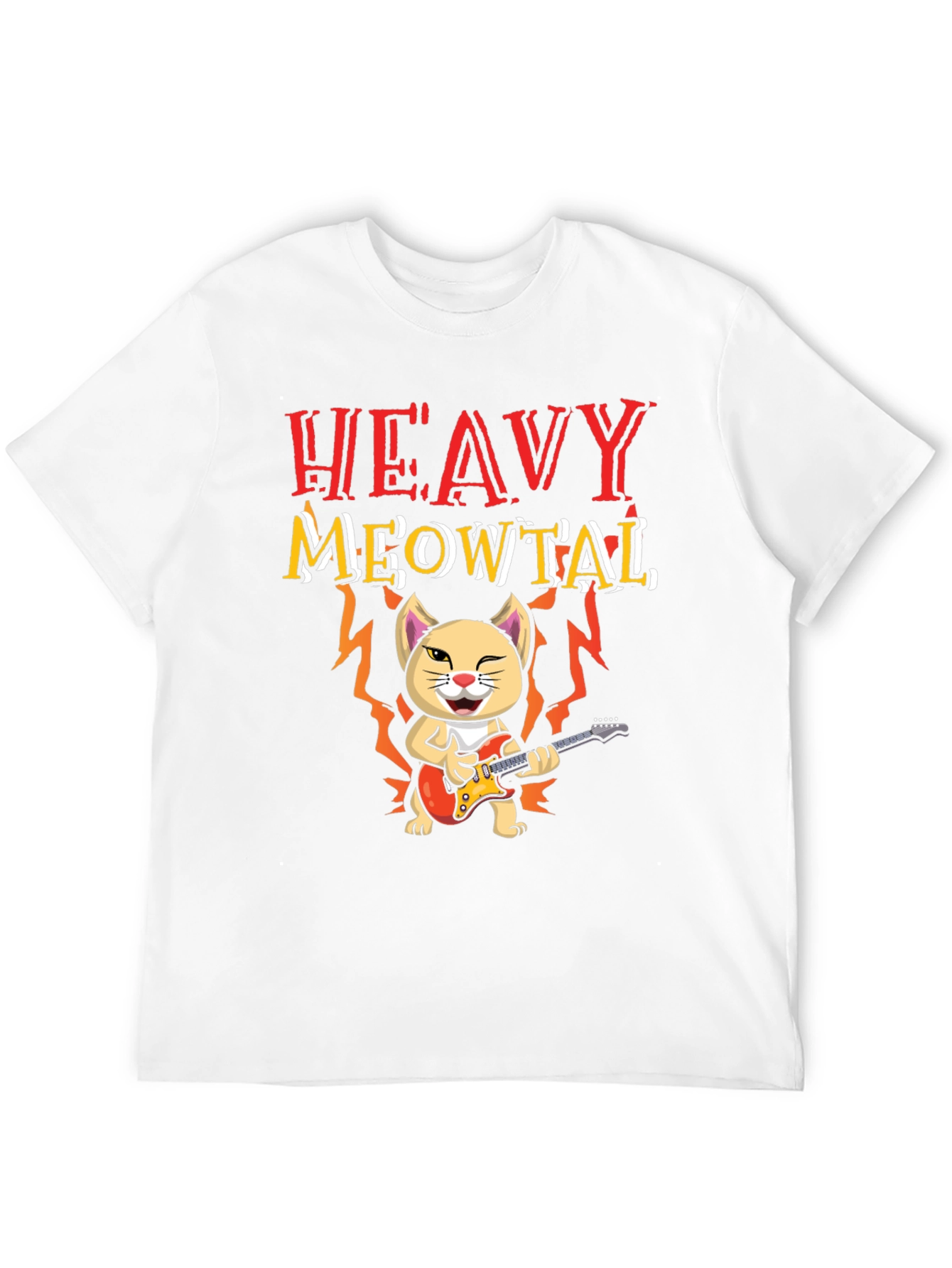 Heavy Meowtal Cat Graphic T-Shirt - Rock On!
