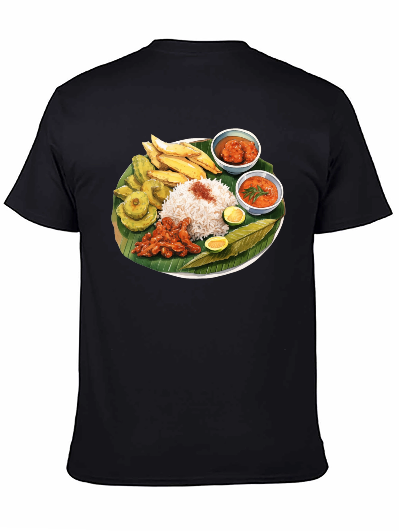 Food Graphic Tee - Banana Leaf Rice Design