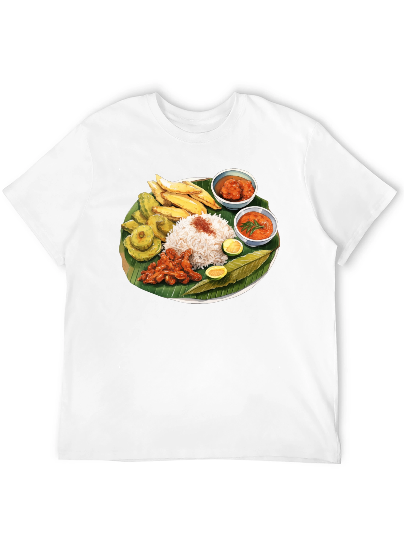 Food Graphic Tee - Banana Leaf Rice Design